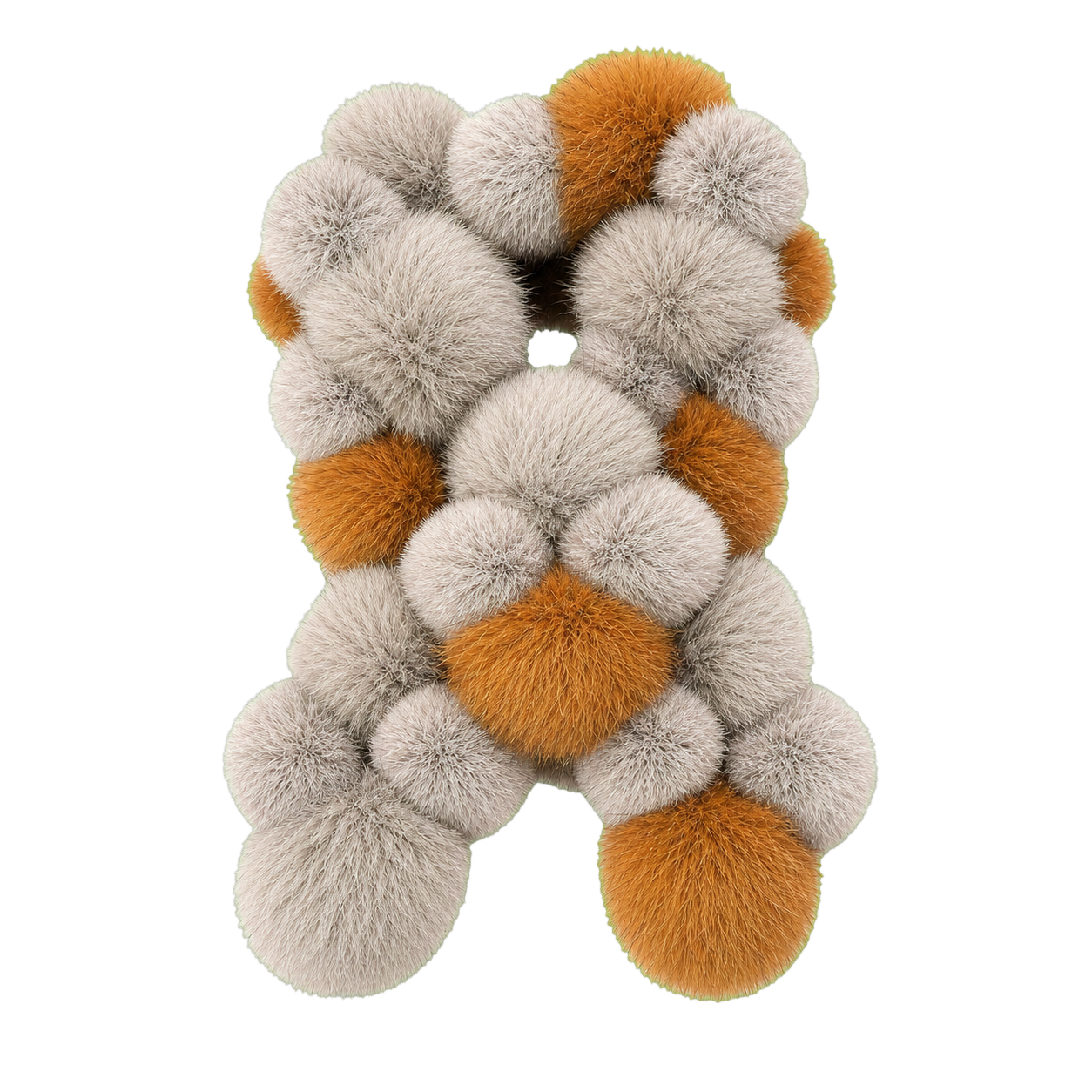 Raccoon Gray & Amber genuine Rex rabbit and Asiatic Raccoon fur cross scarf on transparent background