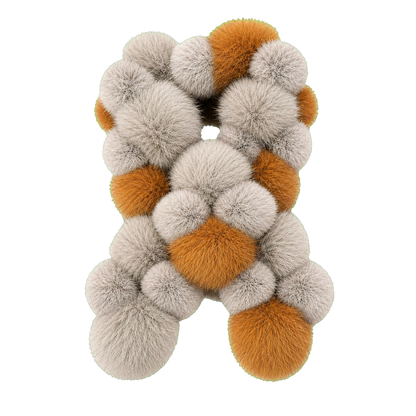 Raccoon Gray & Amber genuine Rex rabbit and Asiatic Raccoon fur cross scarf on transparent background