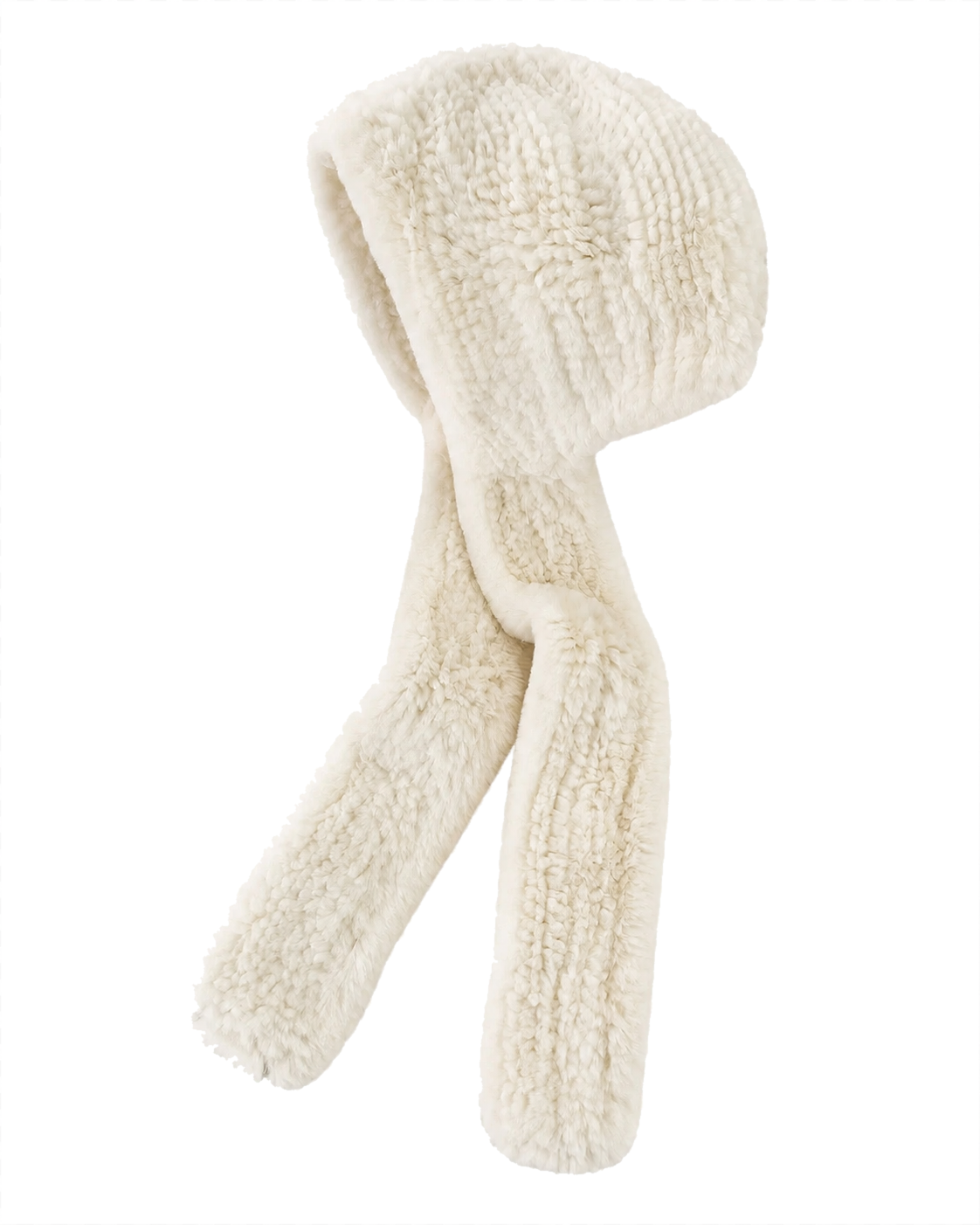 Ivory White Rex rabbit fur hooded scarf, Separate style