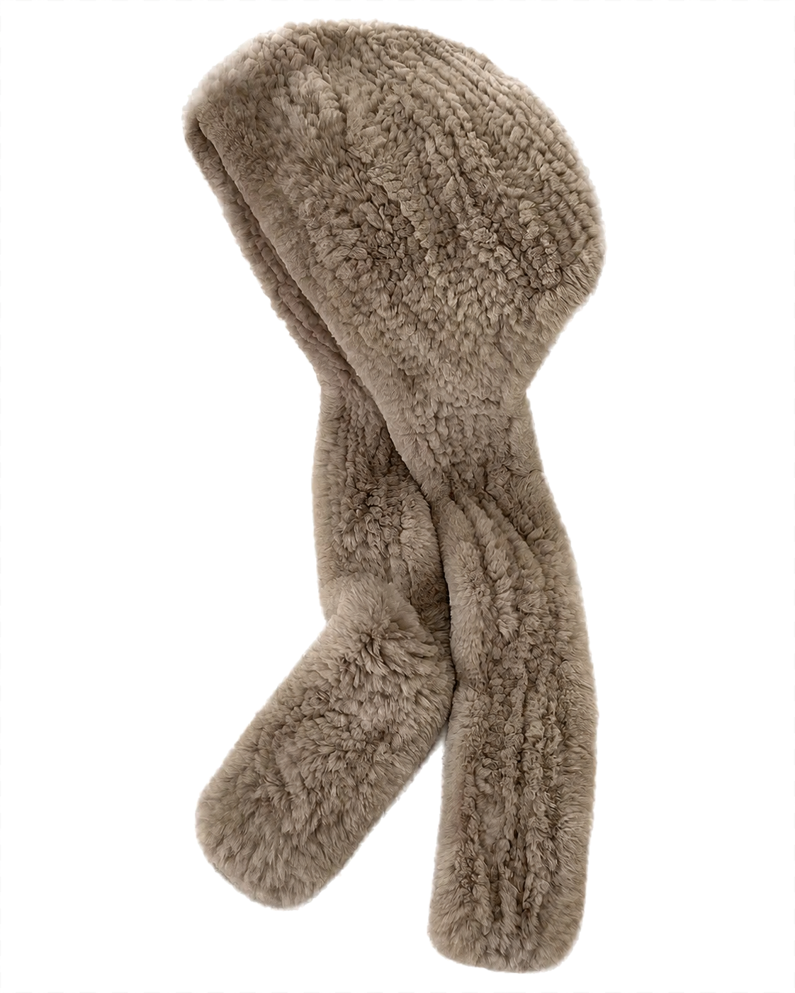 Mocha Brown Rex rabbit fur hooded scarf, Separate style