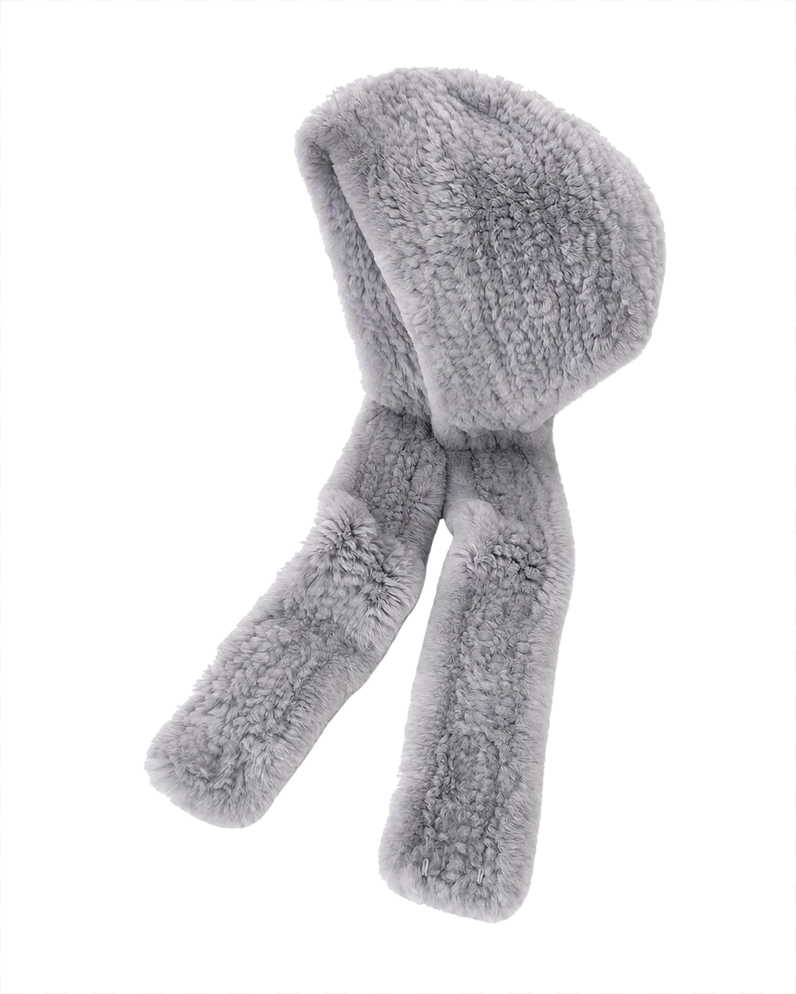Silver Gray Rex rabbit fur hooded scarf, Separate style