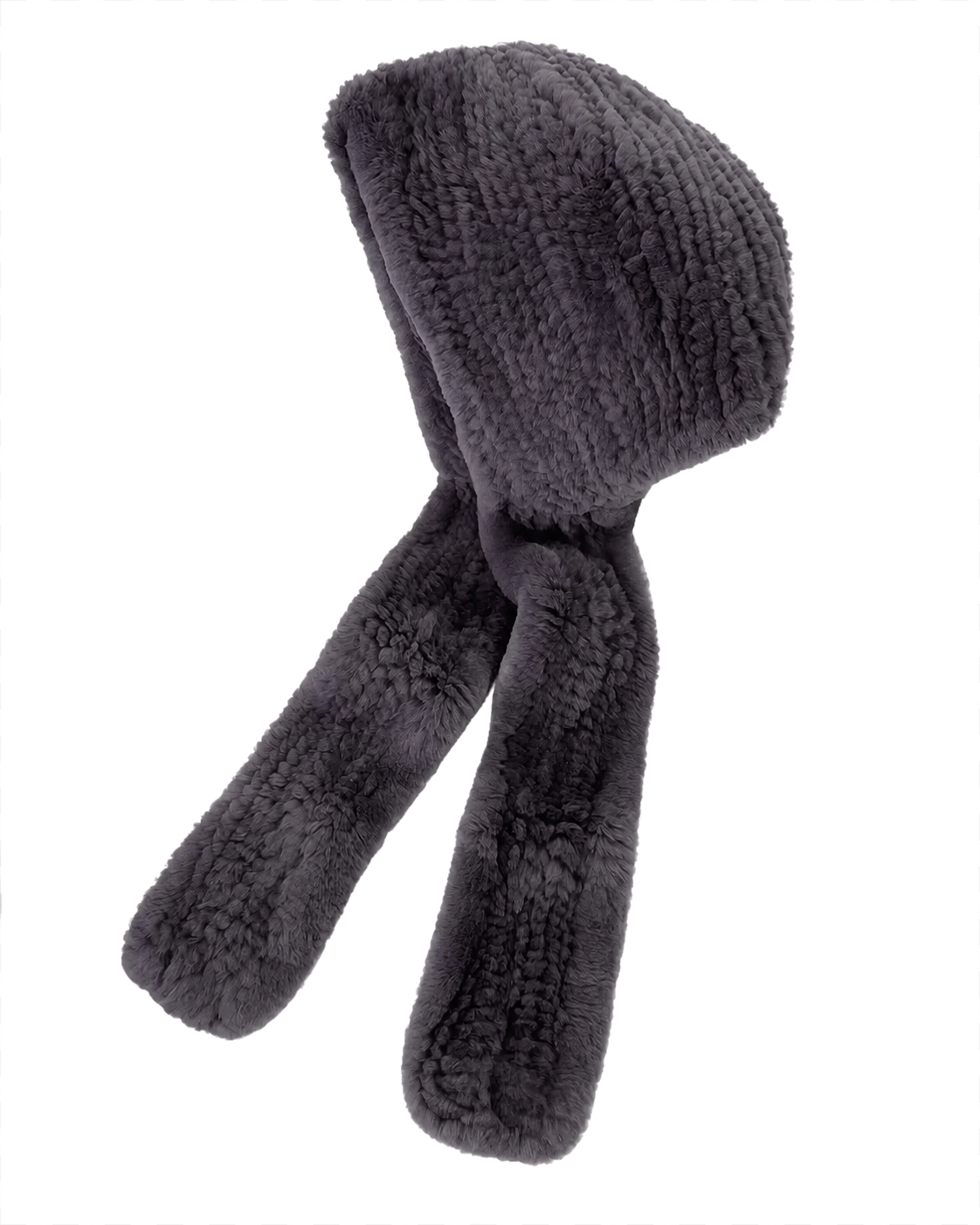 Smoky Purple Gray Rex rabbit fur hooded scarf, Separate style