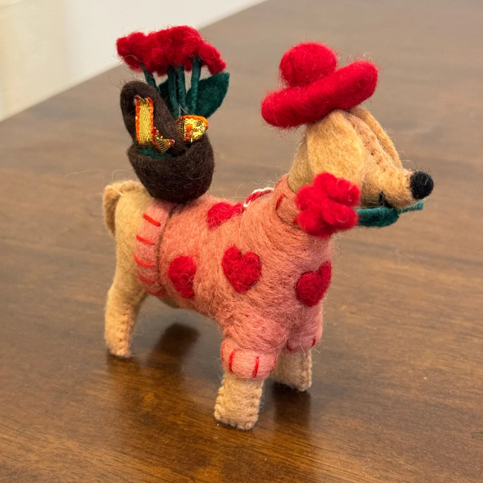 Rose Bouquet Dog handmade wool felt ornament