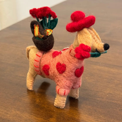 Rose Bouquet Dog handmade wool felt ornament