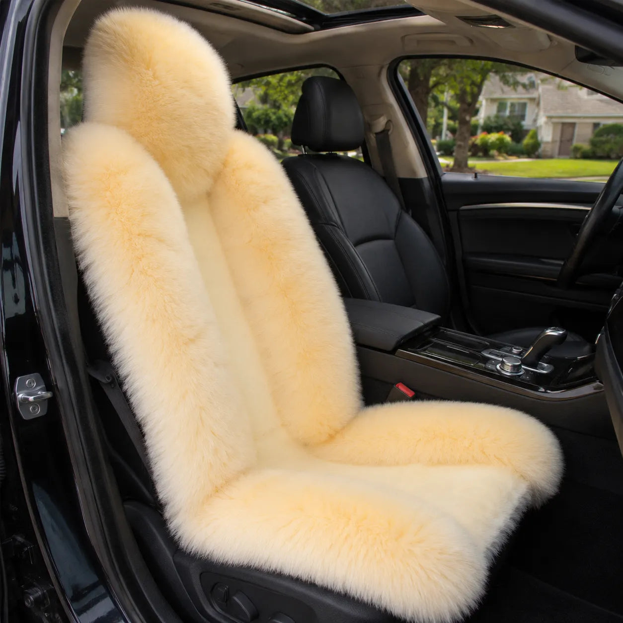 Cream Beige genuine Australian sheepskin car seat cover, single seat