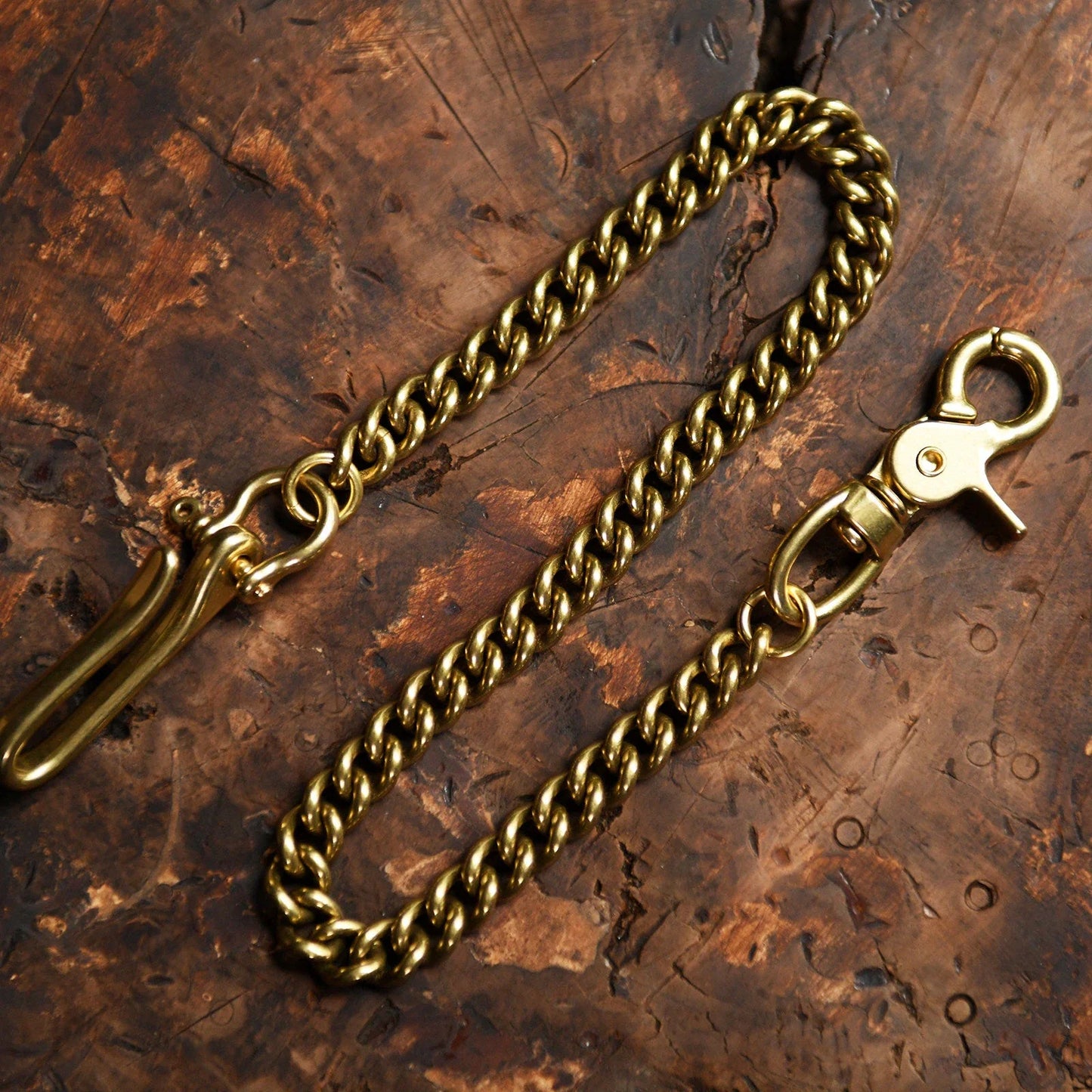 Solid copper wallet chain with hook and trigger clasp, 54 cm