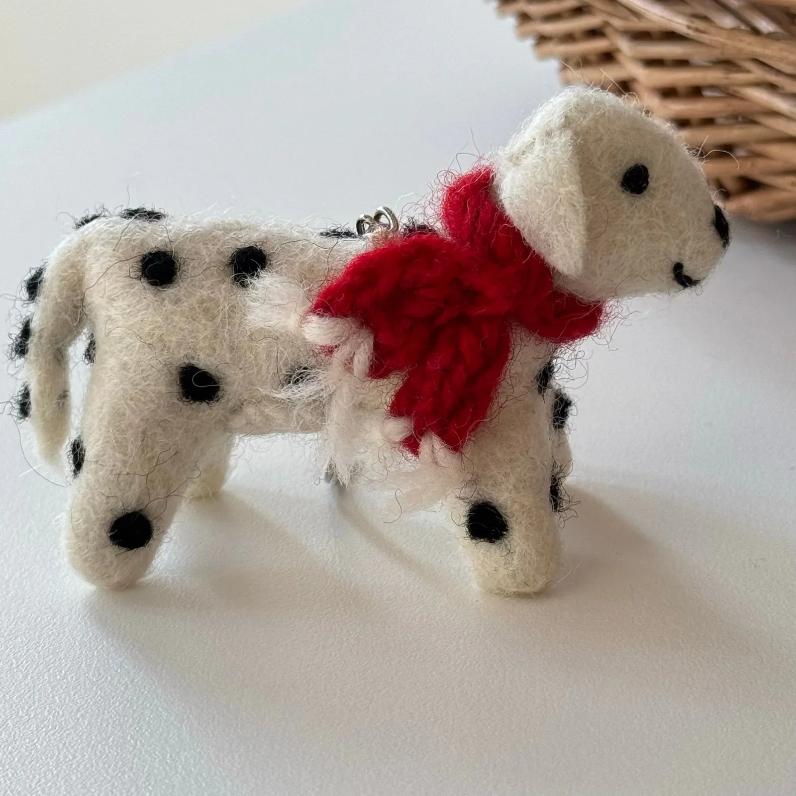 Spotted Scarf Dog handmade wool felt ornament