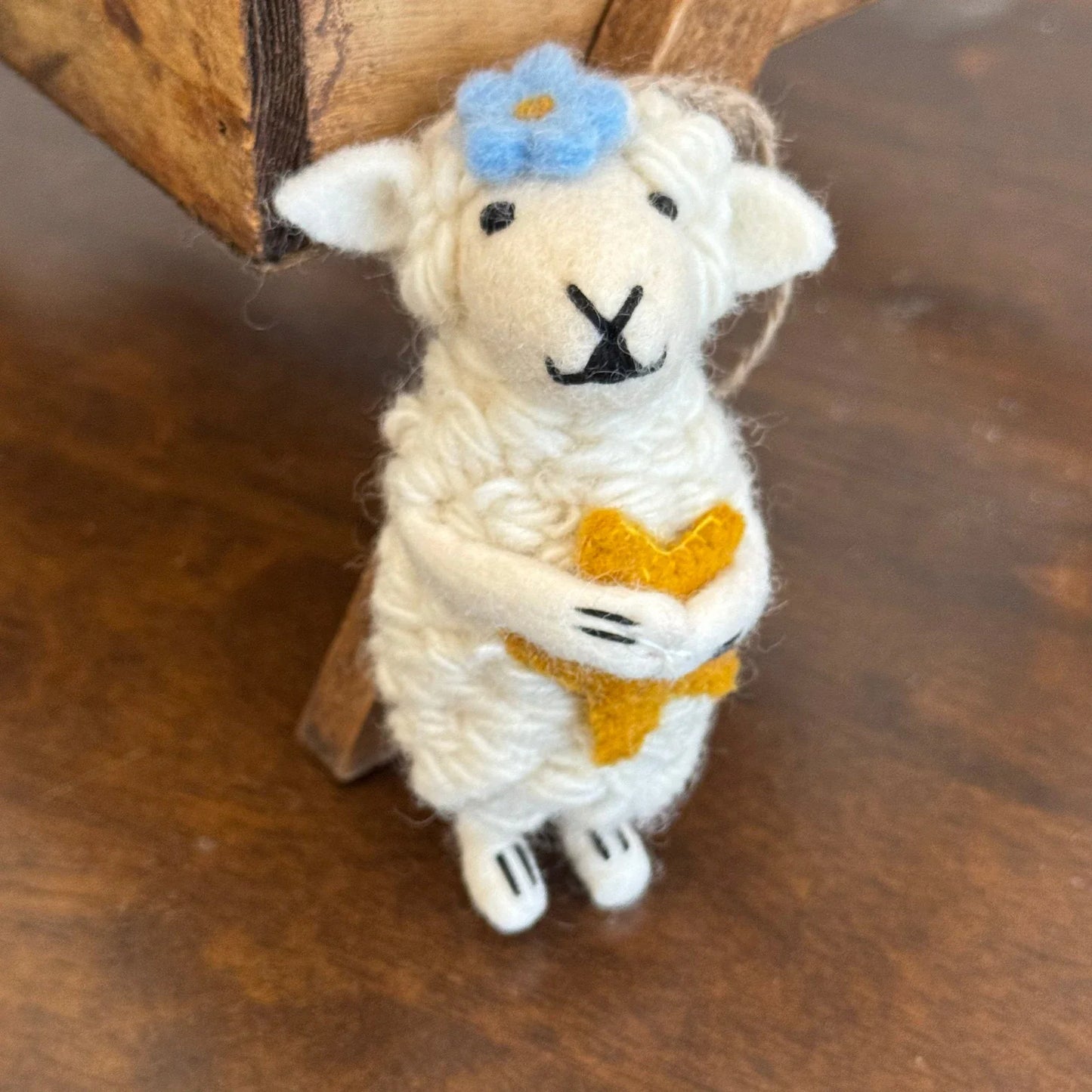 Star-Hugging Sheep handmade wool felt keychain and bag charm