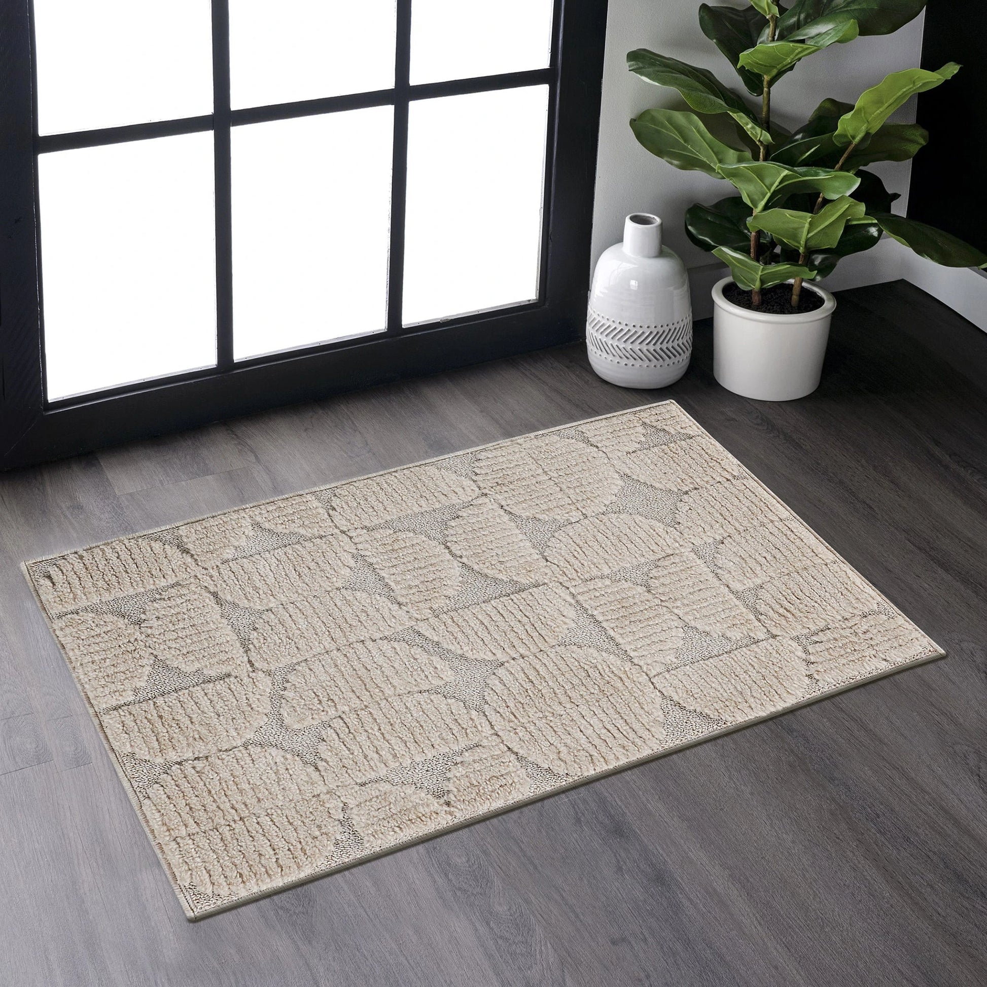 Step Beige High-Low Area Rug