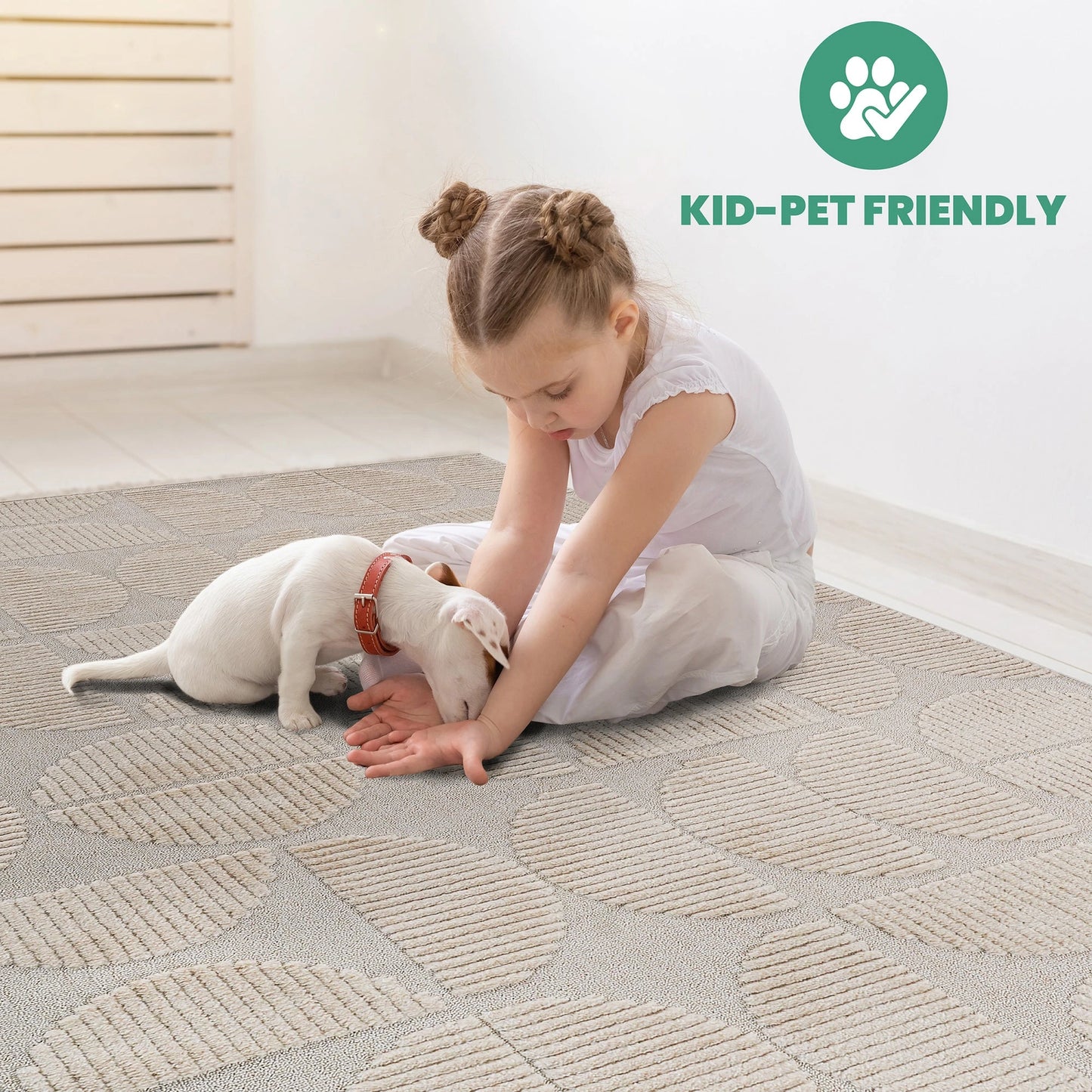 Step Beige High-Low Area Rug