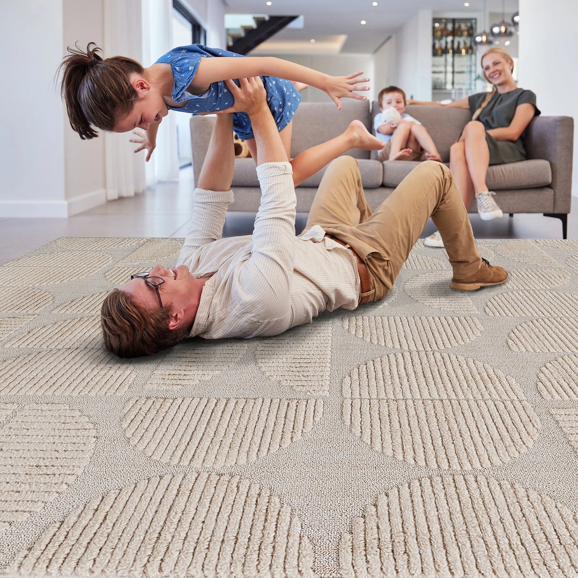 Step Beige High-Low Area Rug