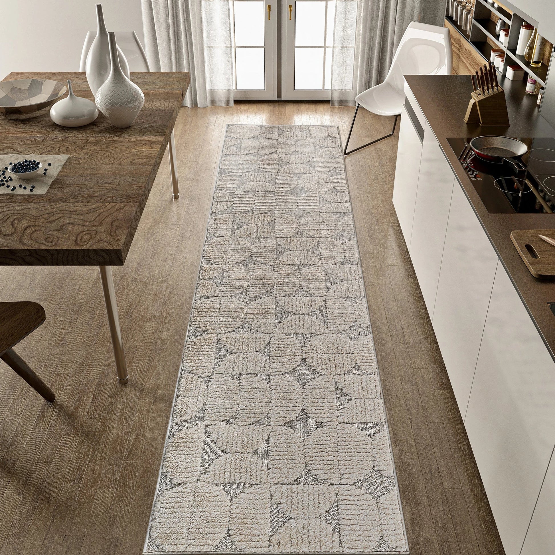 Step Beige High-Low Area Rug