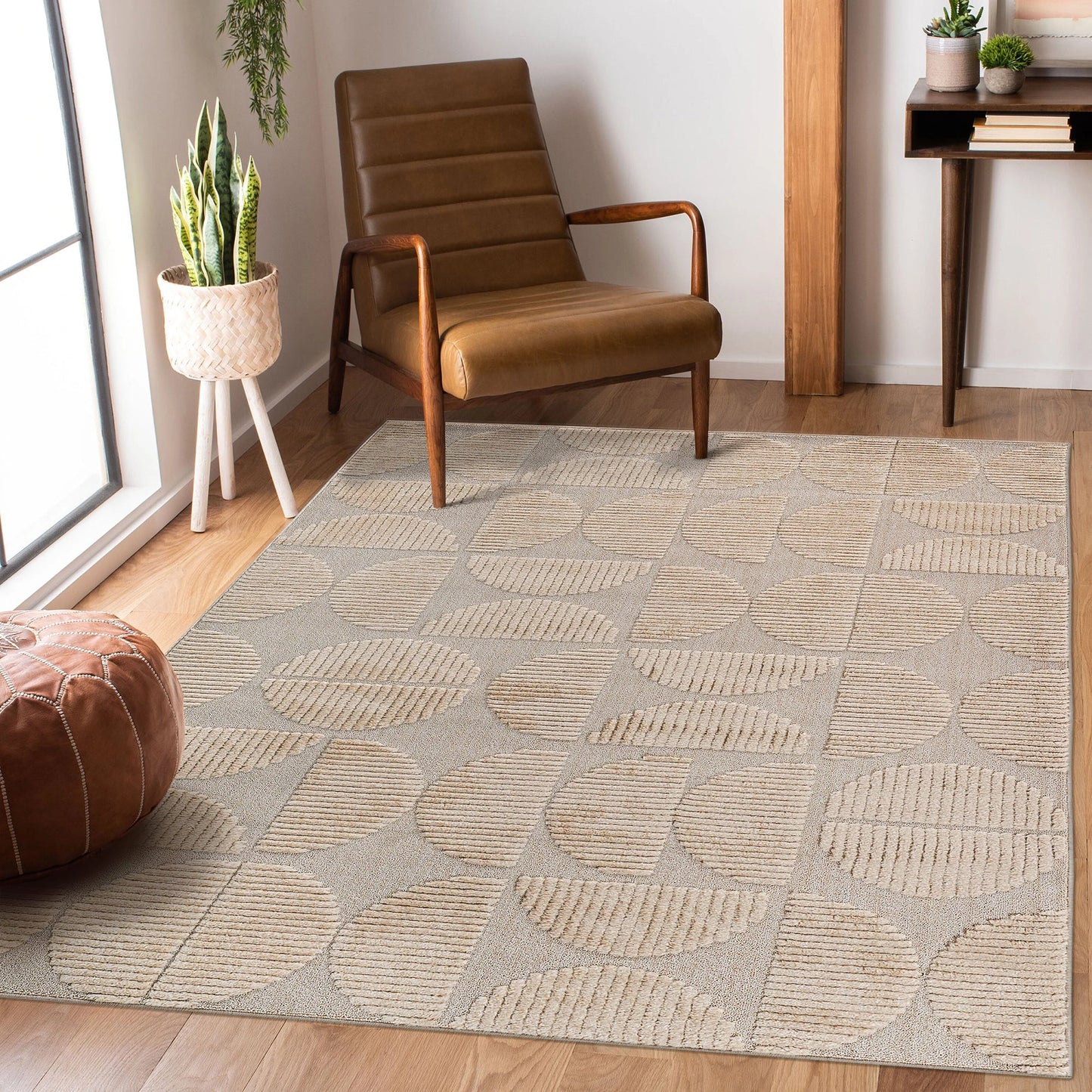 Step Beige High-Low Area Rug