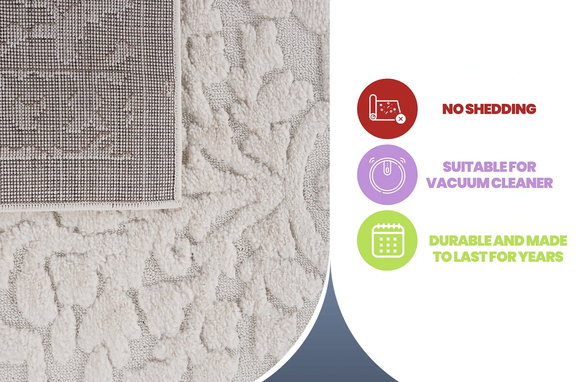 Step Medallion Cream/Cream High-Low Area Rug