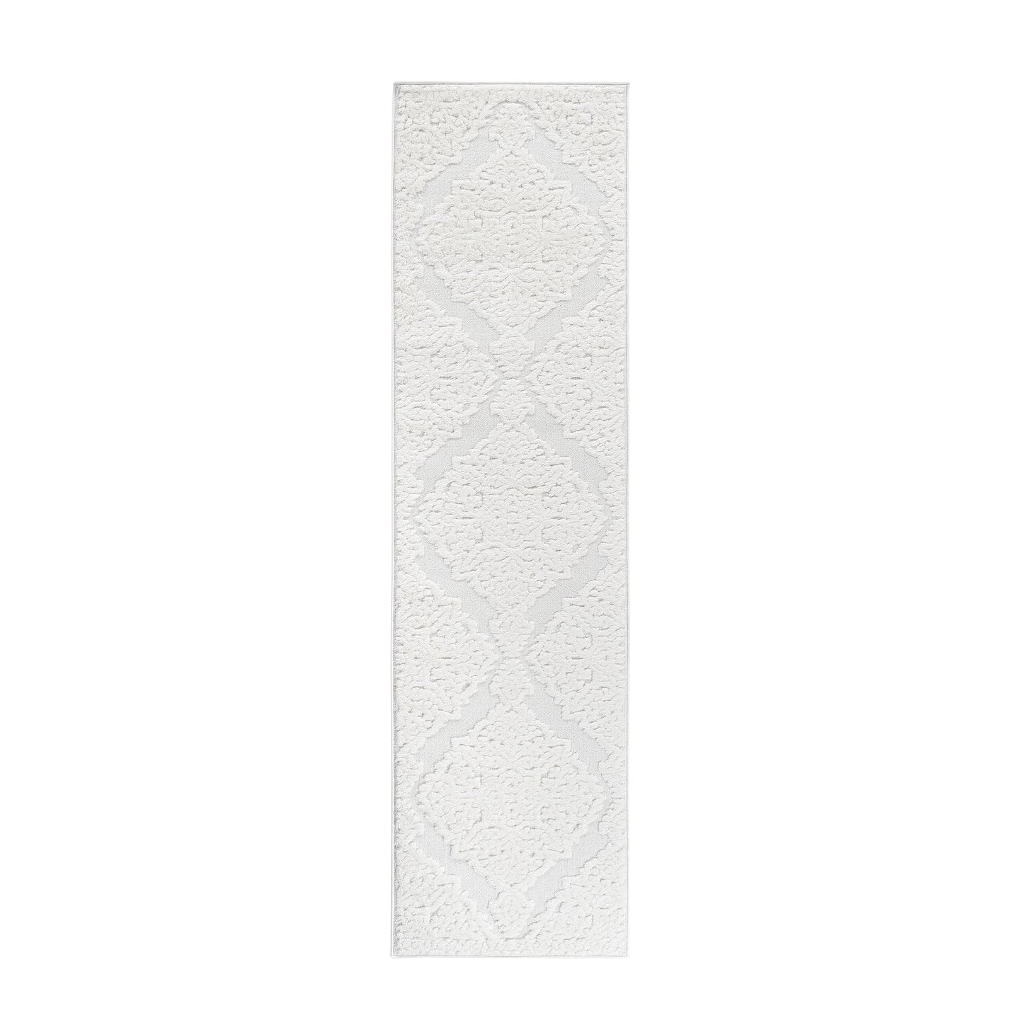Step Medallion Cream/Cream High-Low Area Rug