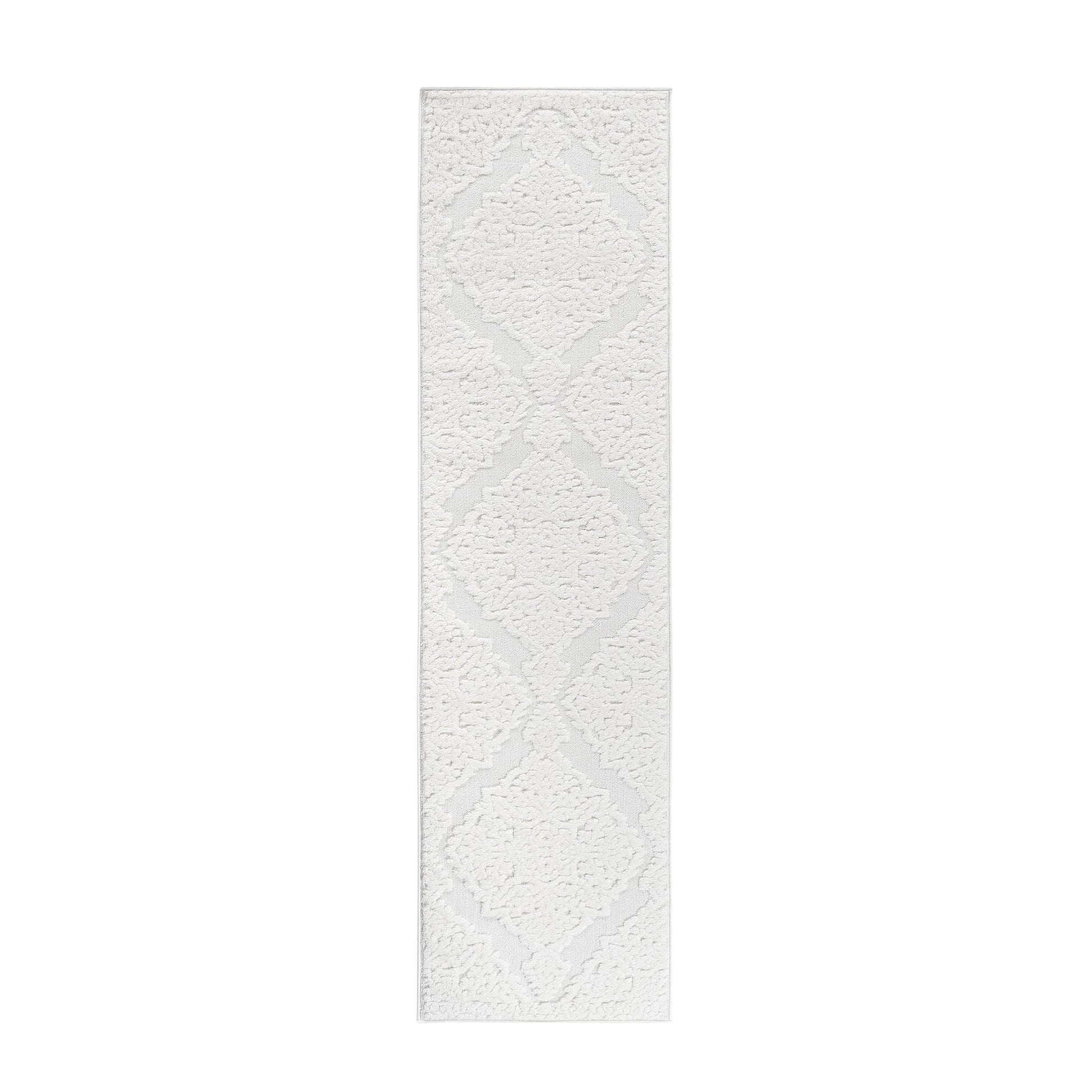Step Medallion Cream/Cream High-Low Area Rug