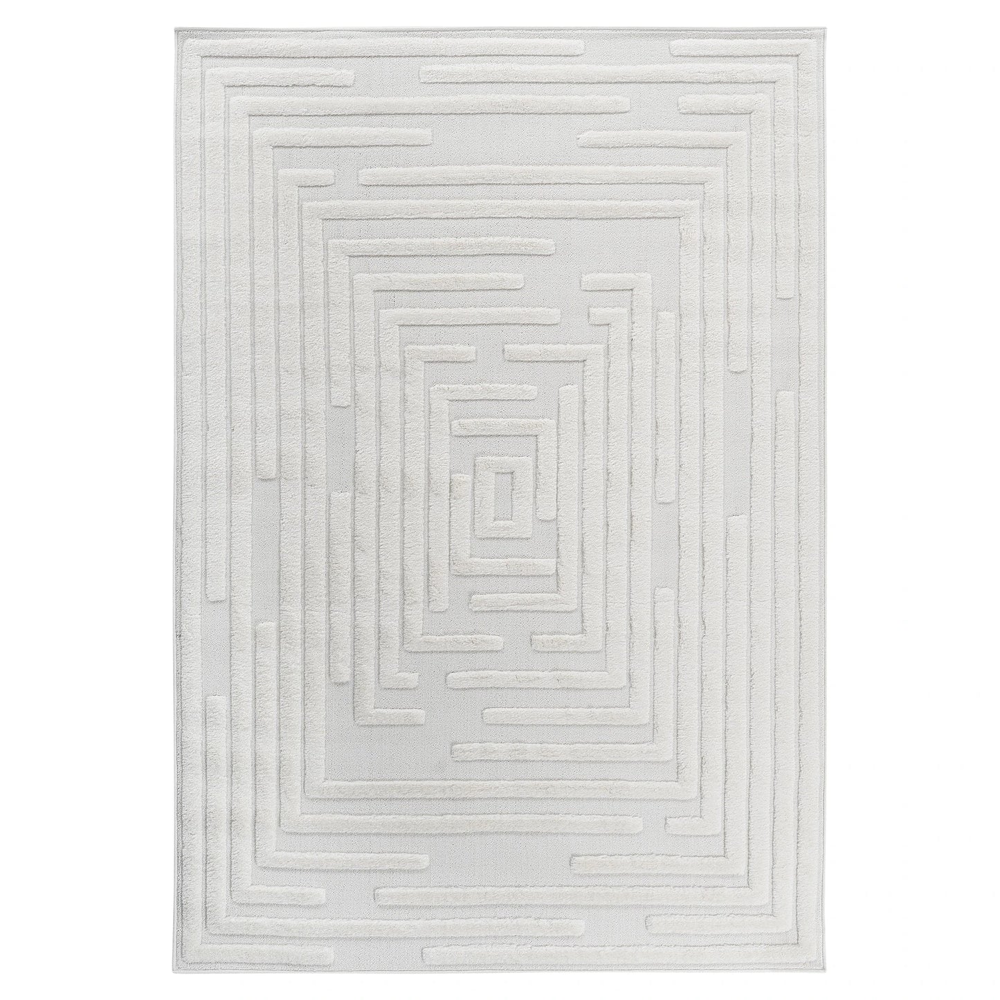 Step Striped Cream High-Low Area Rug