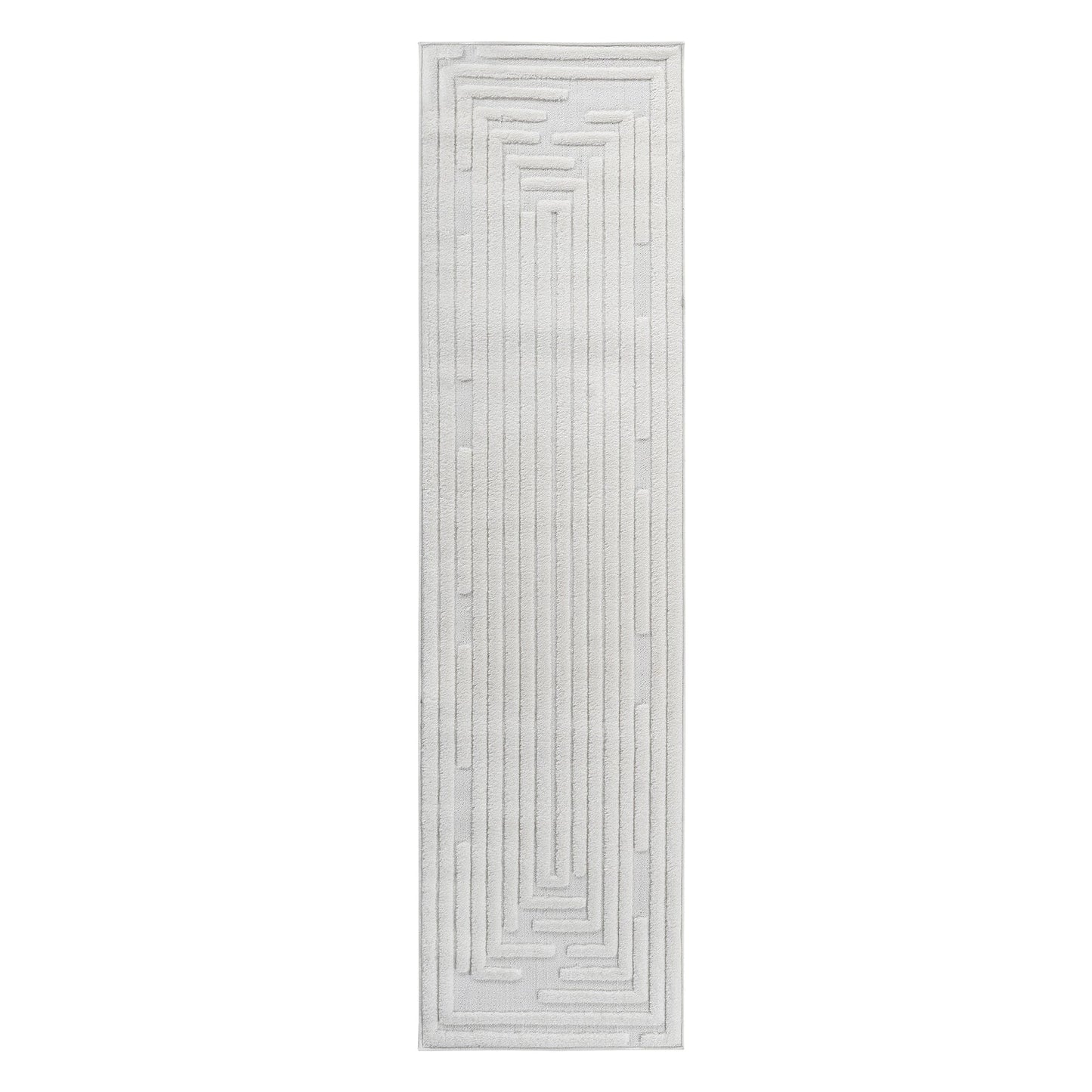 Step Striped Cream High-Low Area Rug