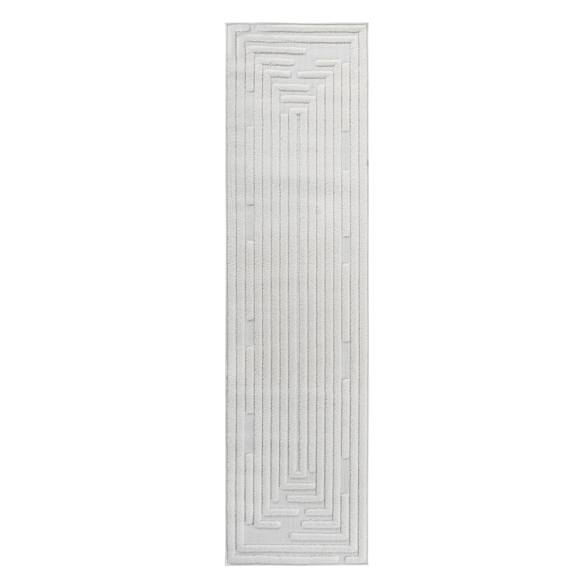 Step Striped Cream High-Low Area Rug