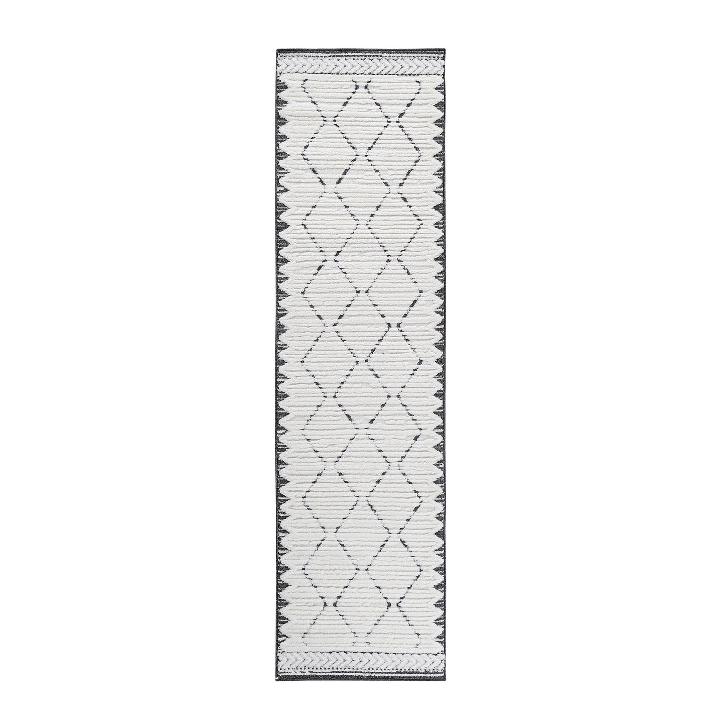 Step Trellis Cream/Anthracite High-Low Area Rug