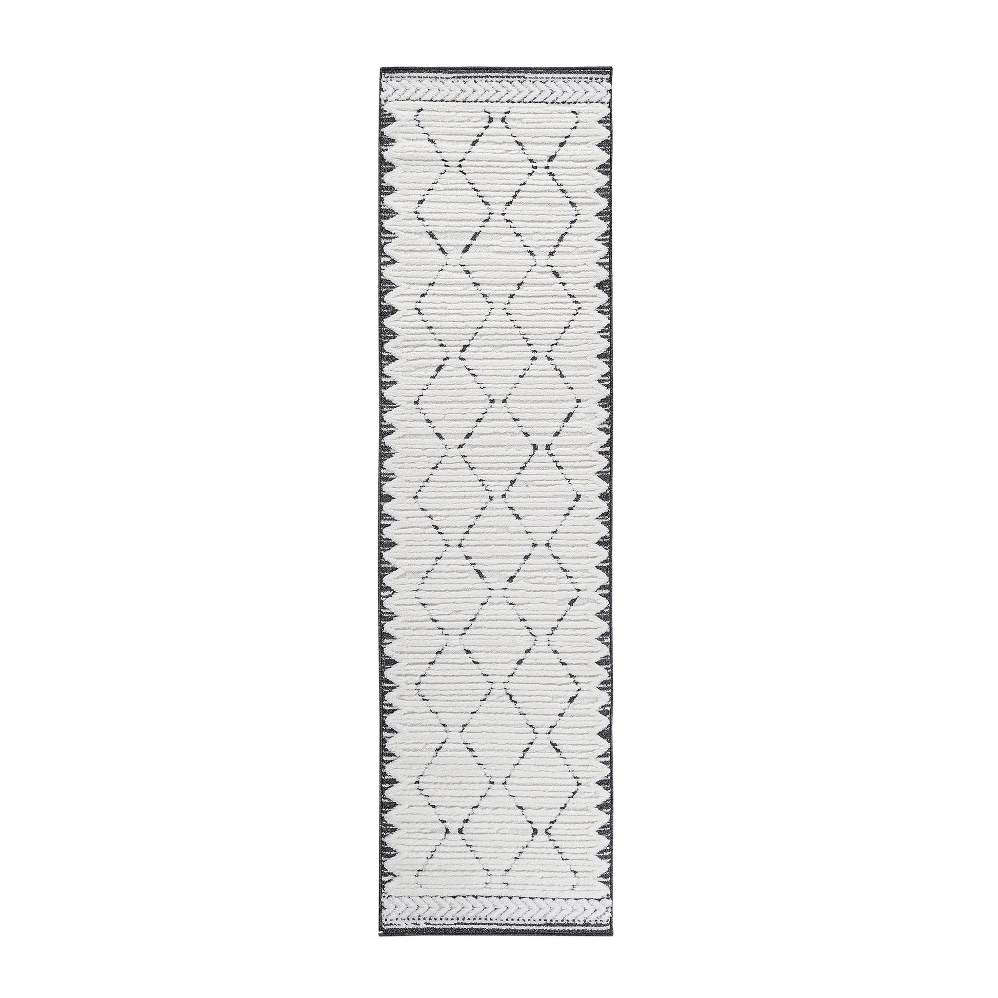 Step Trellis Cream/Anthracite High-Low Area Rug