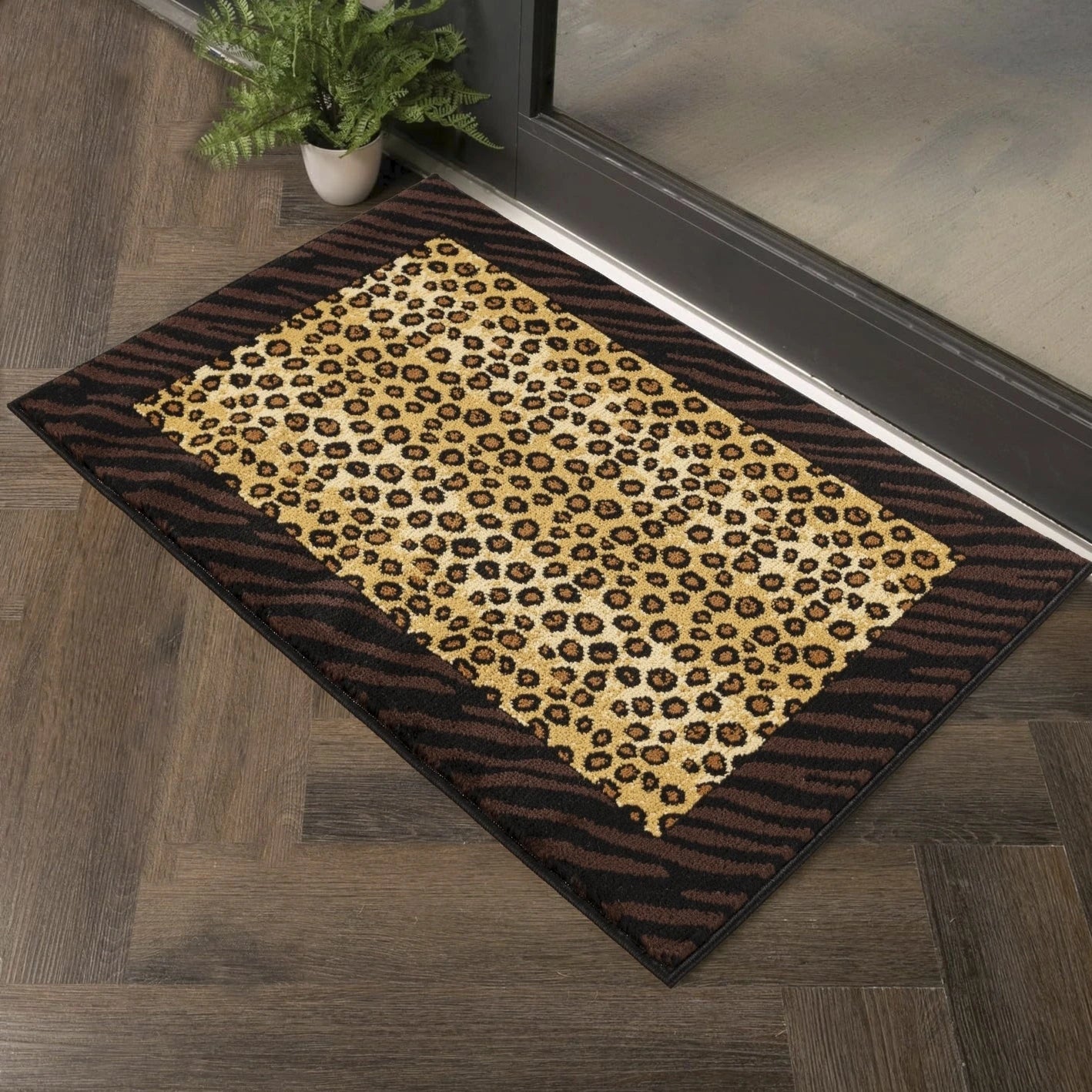 Tribes Beige+Black Animal Print Area Rug — YLS4014