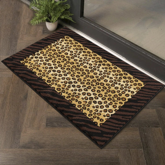 Tribes Beige+Black Animal Print Area Rug — YLS4014