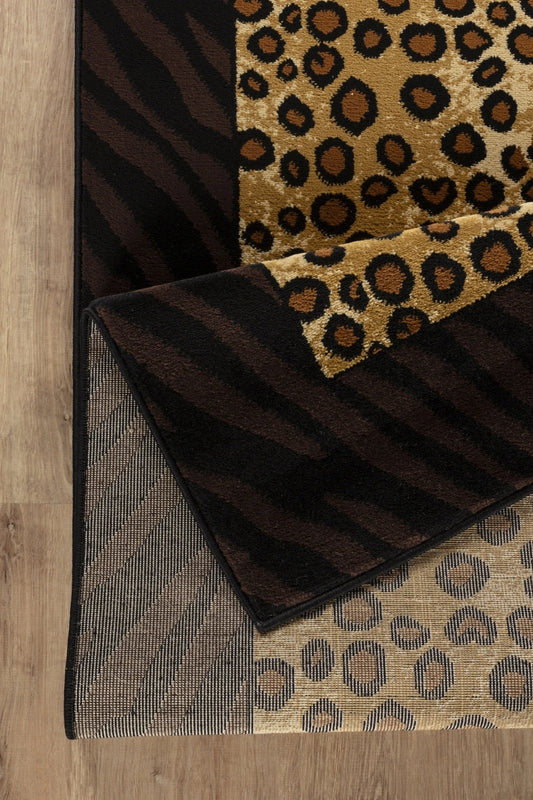 Tribes Beige+Black Animal Print Area Rug — YLS4014