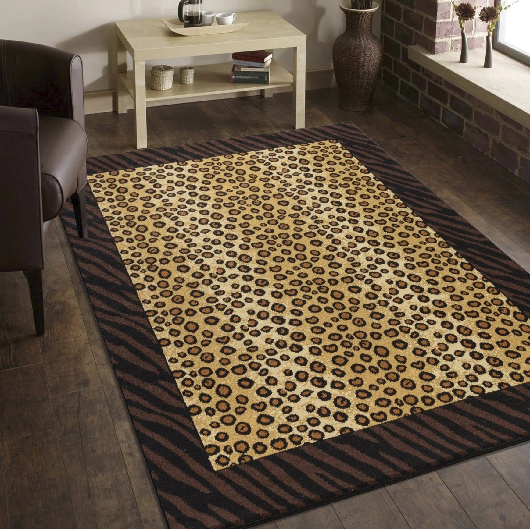 Tribes Beige+Black Animal Print Area Rug — YLS4014
