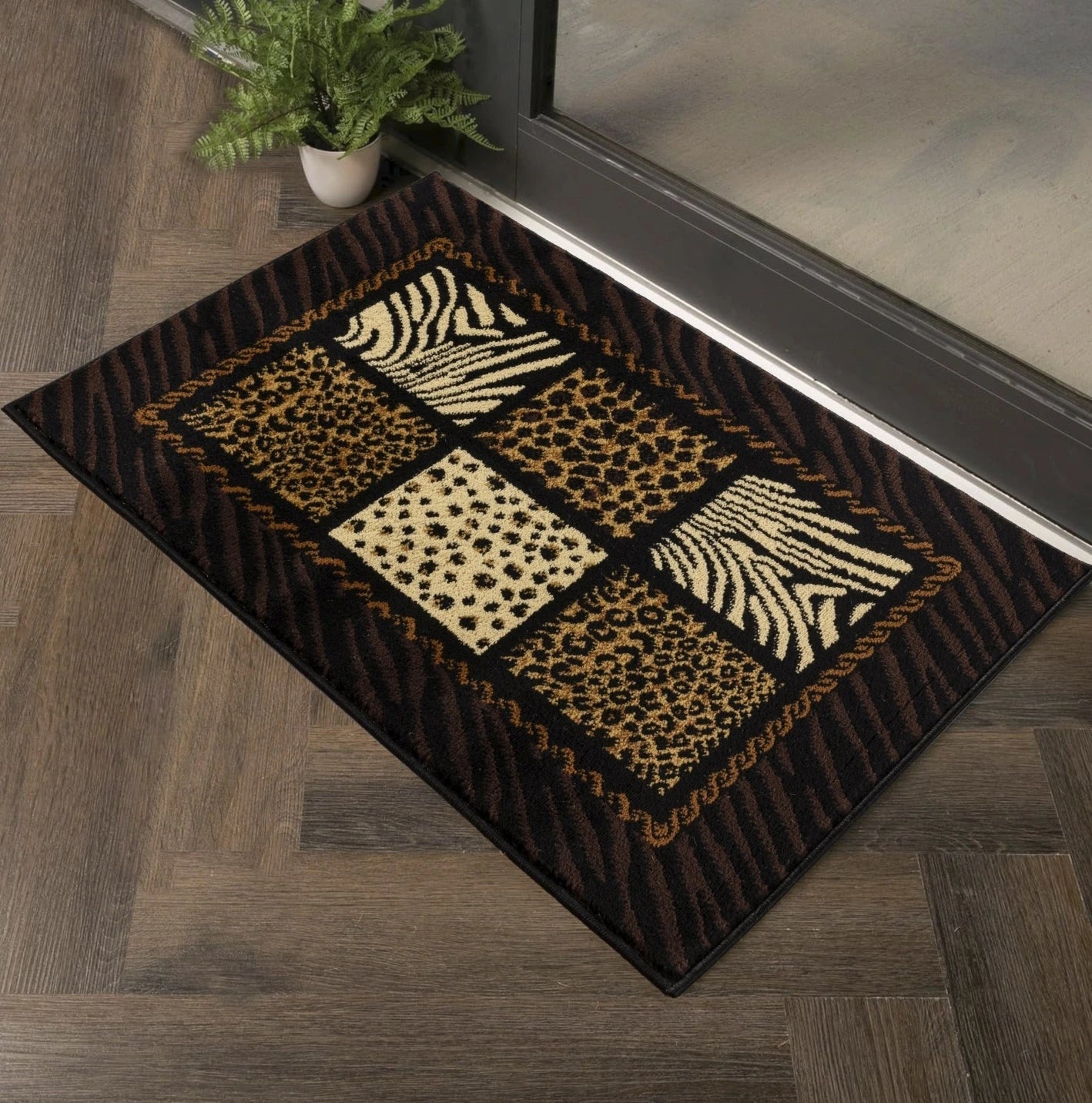 Tribes Black Multi Animal Print Area Rug — YLS4012