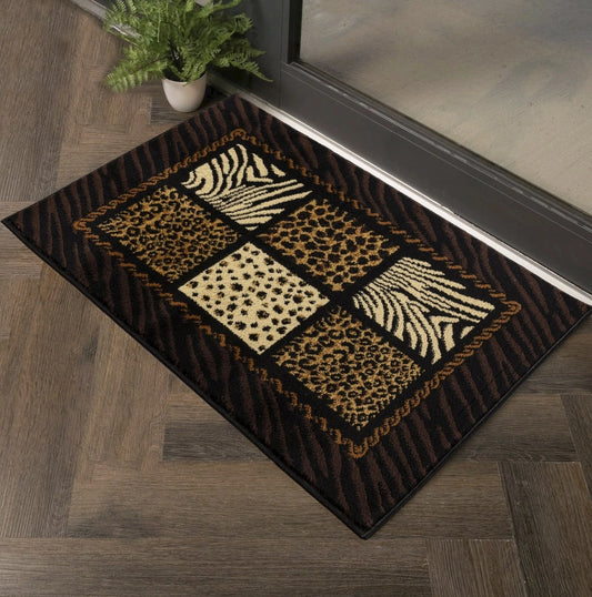 Tribes Black Multi Animal Print Area Rug — YLS4012