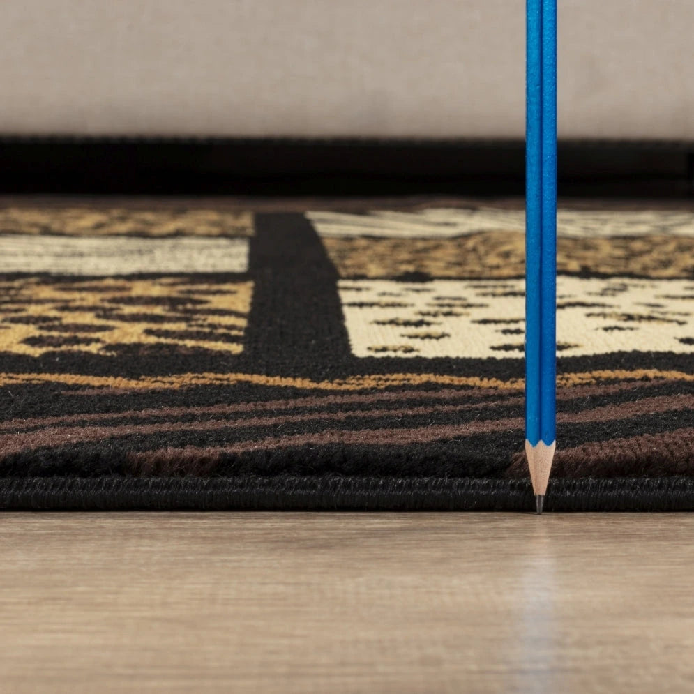 Tribes Black Multi Animal Print Area Rug — YLS4012