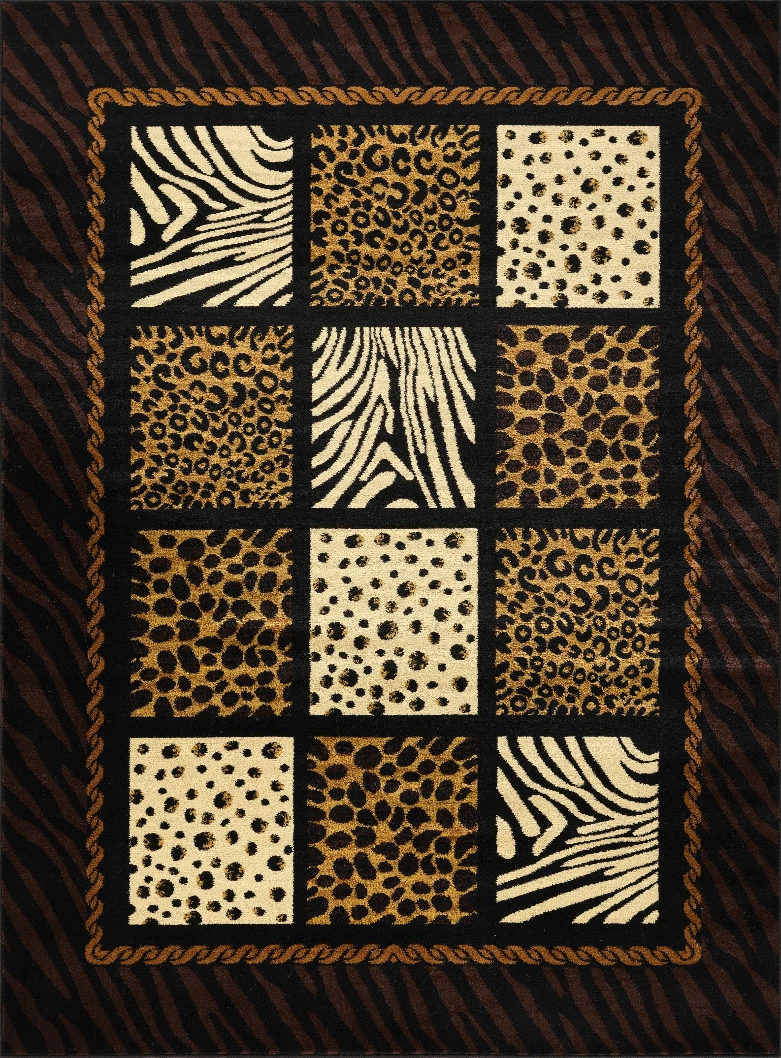 Tribes Black Multi Animal Print Area Rug — YLS4012