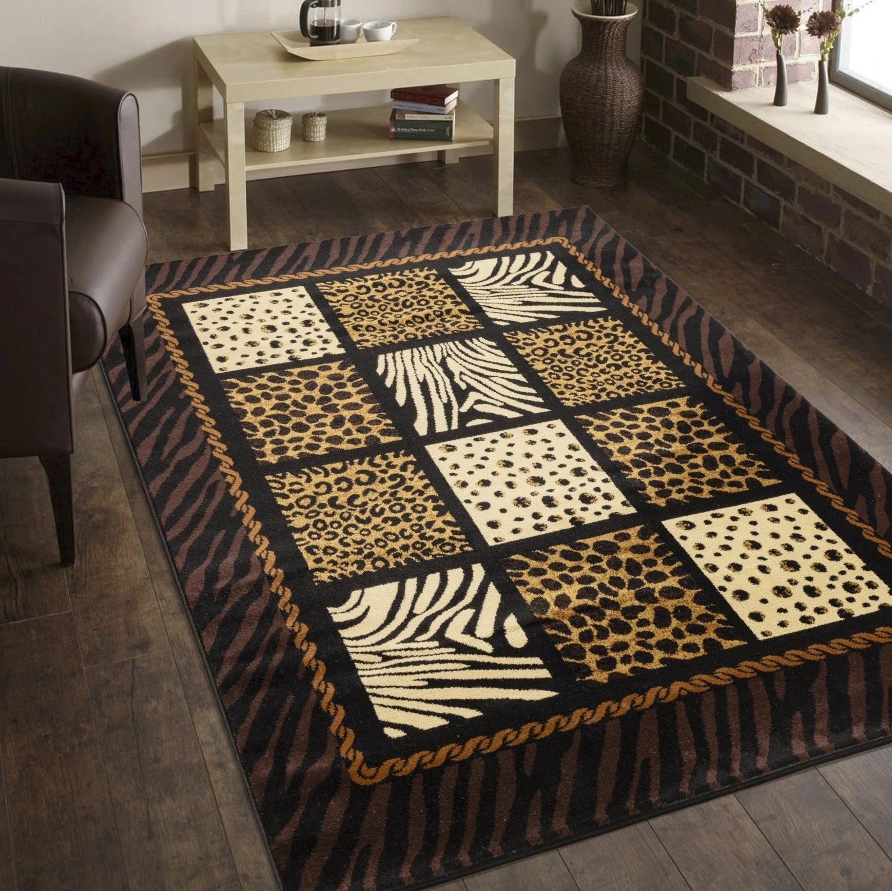 Tribes Black Multi Animal Print Area Rug — YLS4012