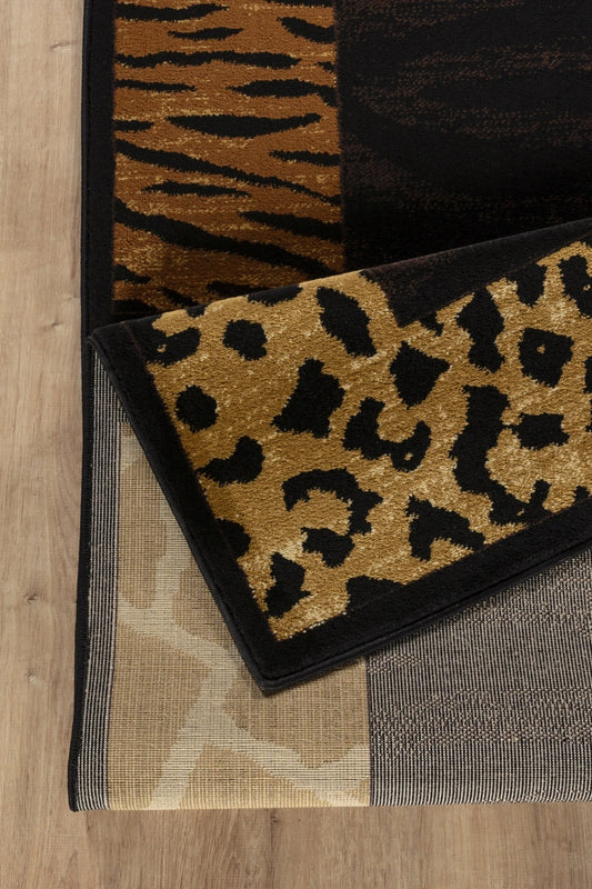 Tribes Black Multi Animal Print Area Rug — YLS4013