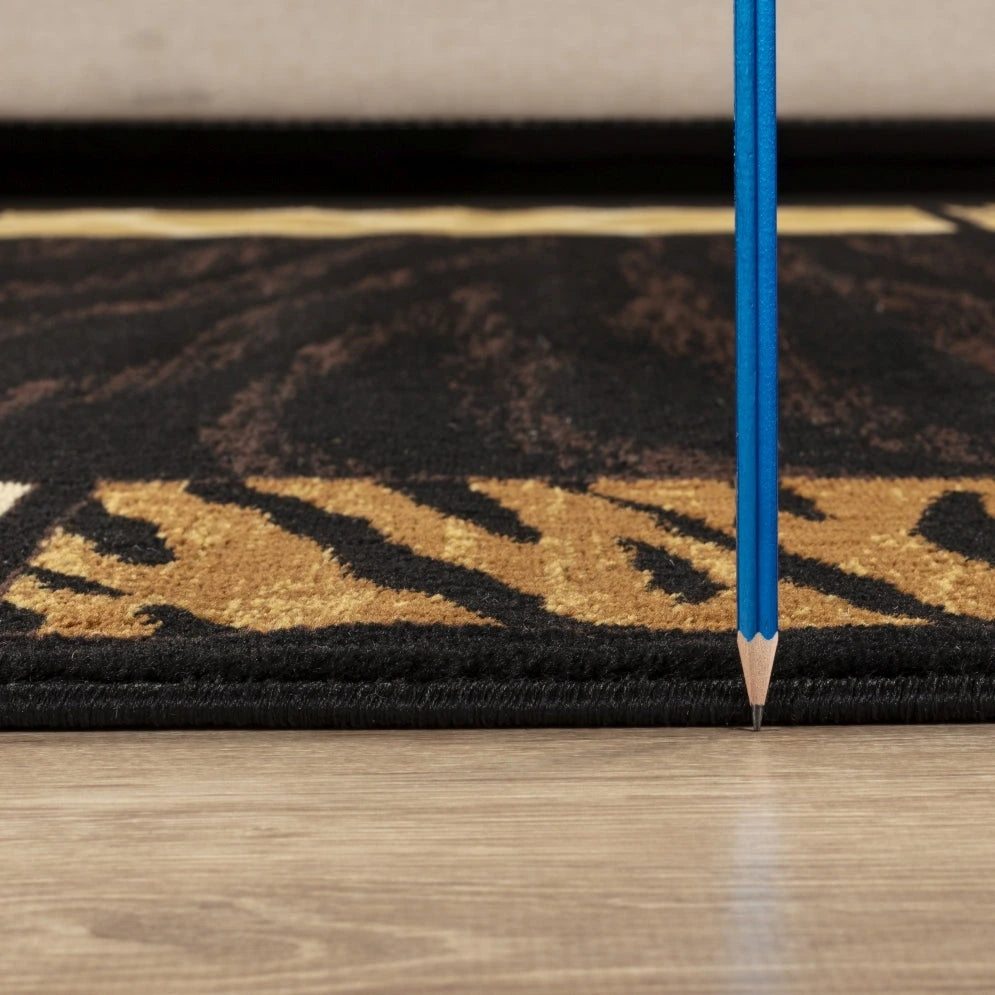 Tribes Black Multi Animal Print Area Rug — YLS4013