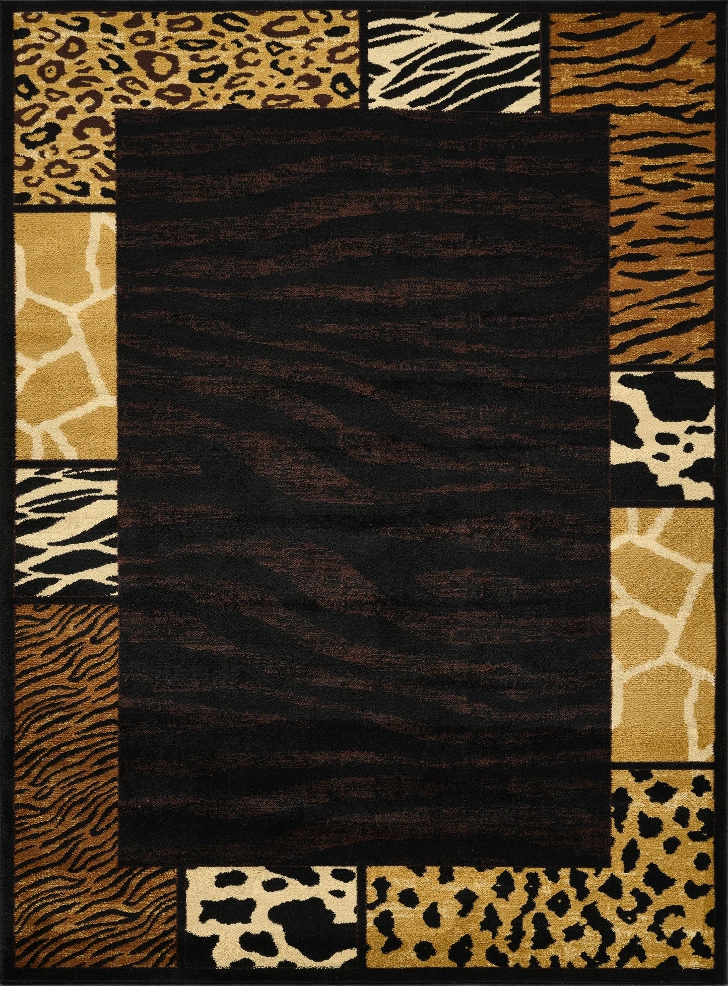 Tribes Black Multi Animal Print Area Rug — YLS4013
