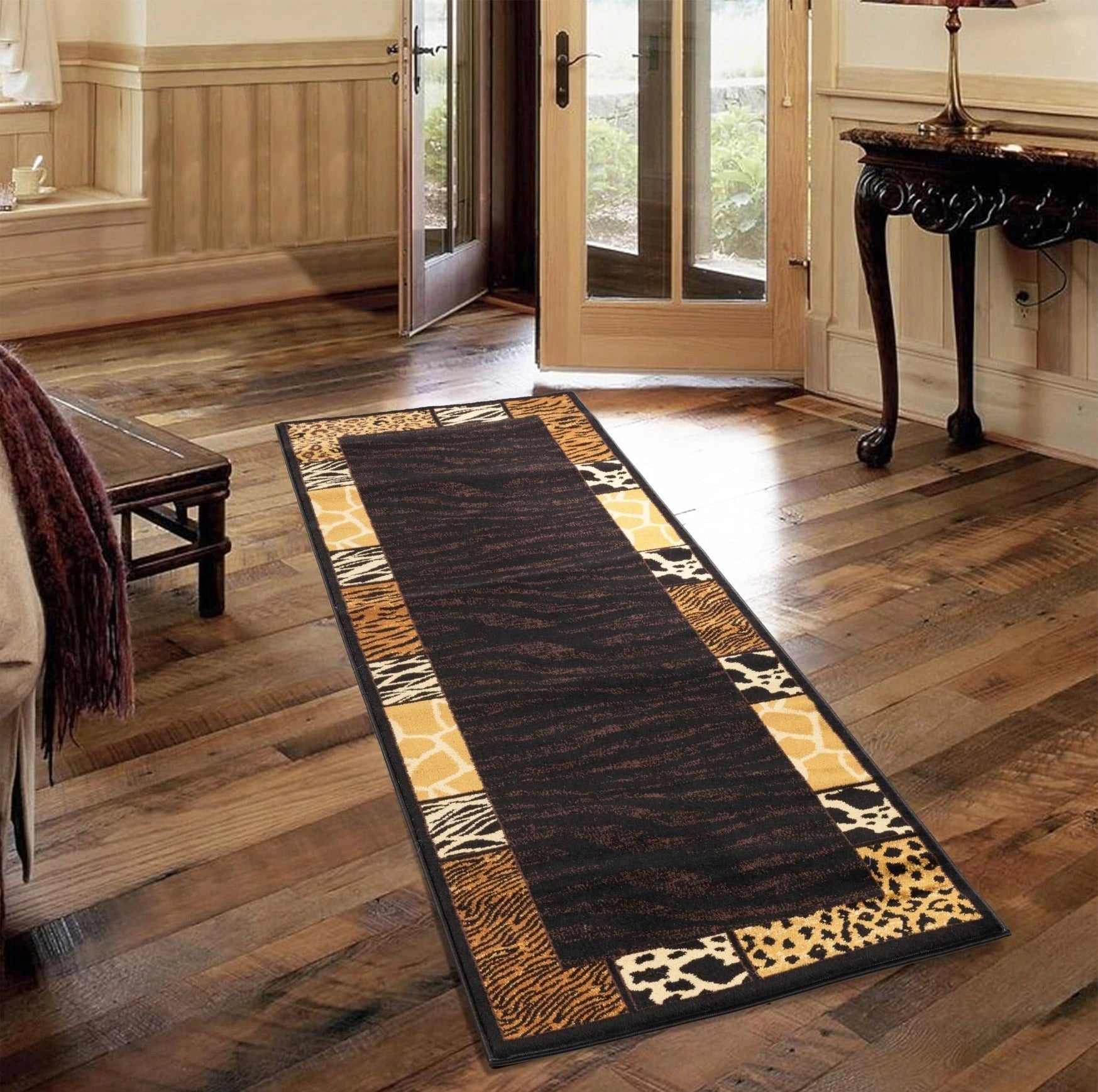 Tribes Black Multi Animal Print Area Rug — YLS4013