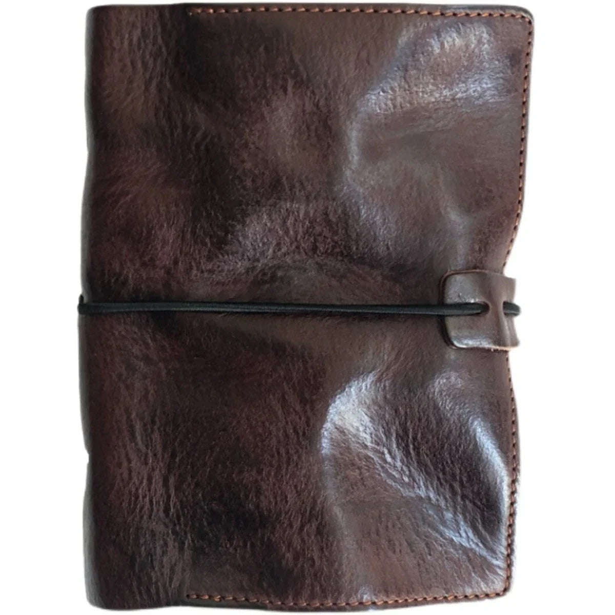 Coffee brown vegetable-tanned leather A6 journal, clean full view