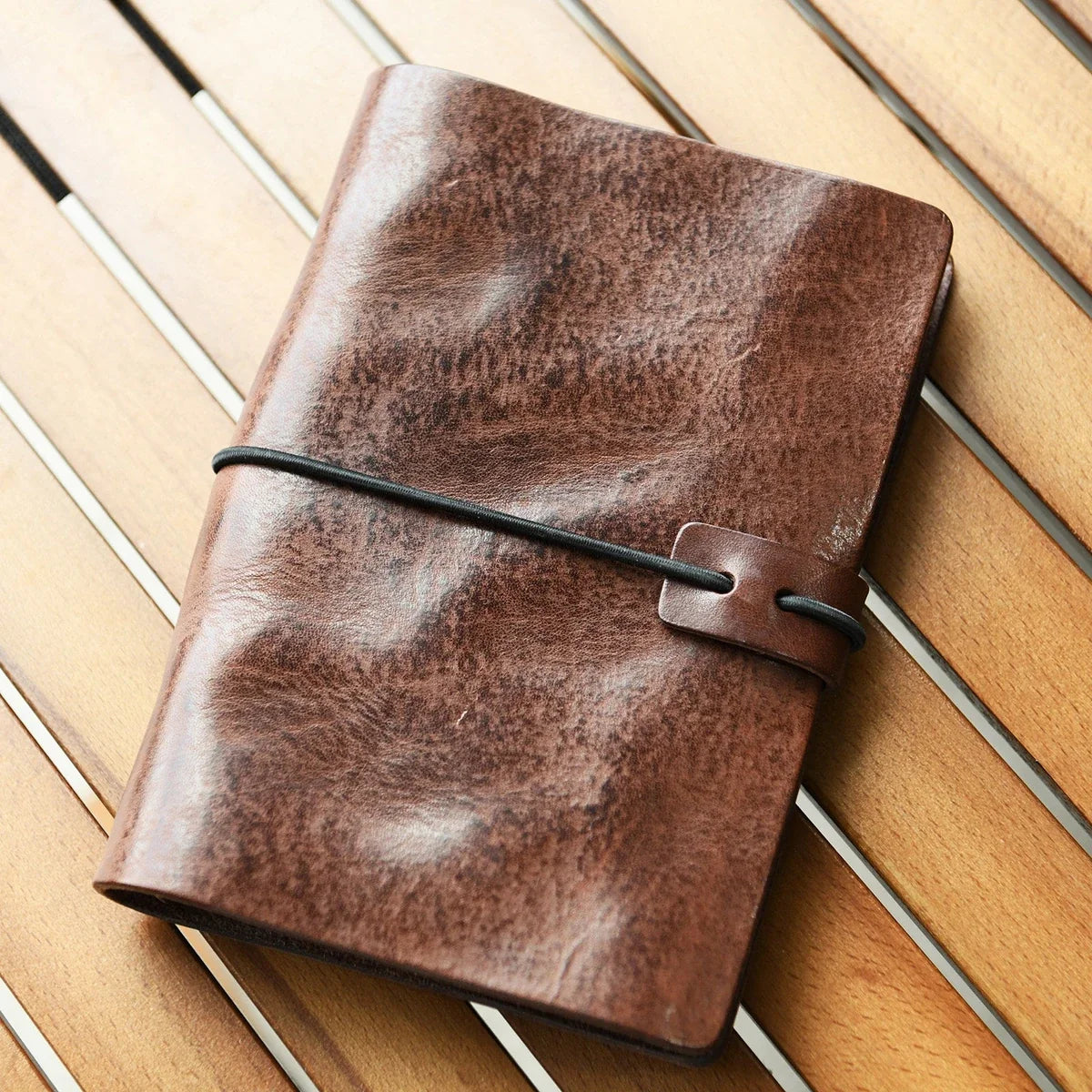 Coffee brown slim single-layer A6 leather journal