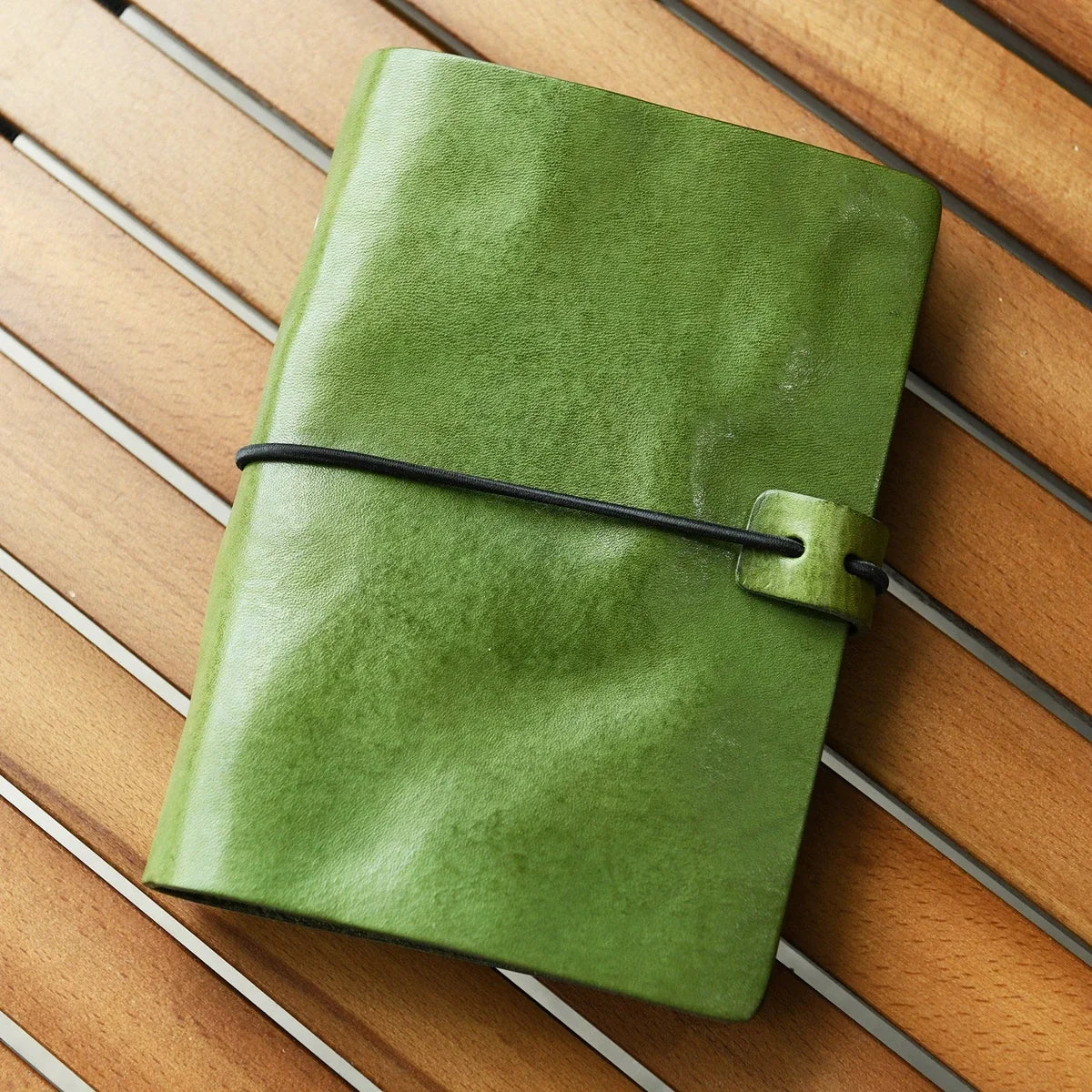 Moss green slim single-layer A6 leather journal