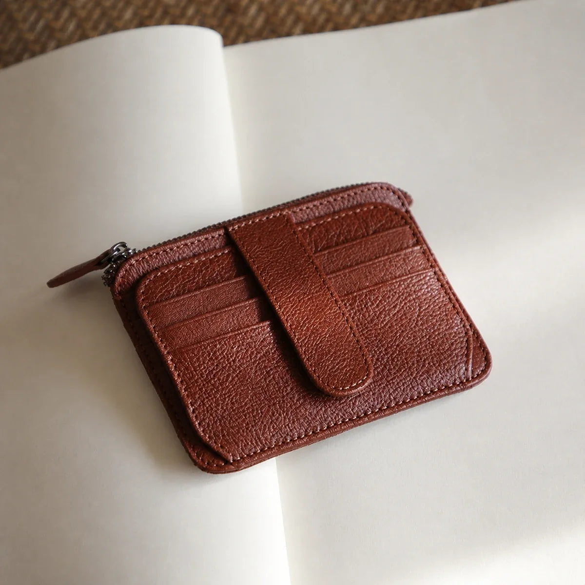 Cognac Brown vegetable-tanned cowhide wallet exterior