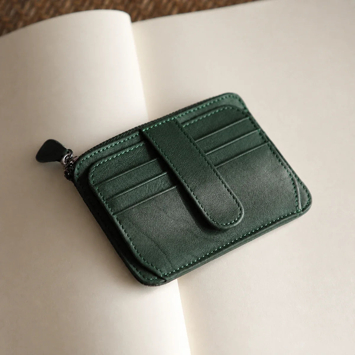 Forest Green vegetable-tanned cowhide wallet exterior