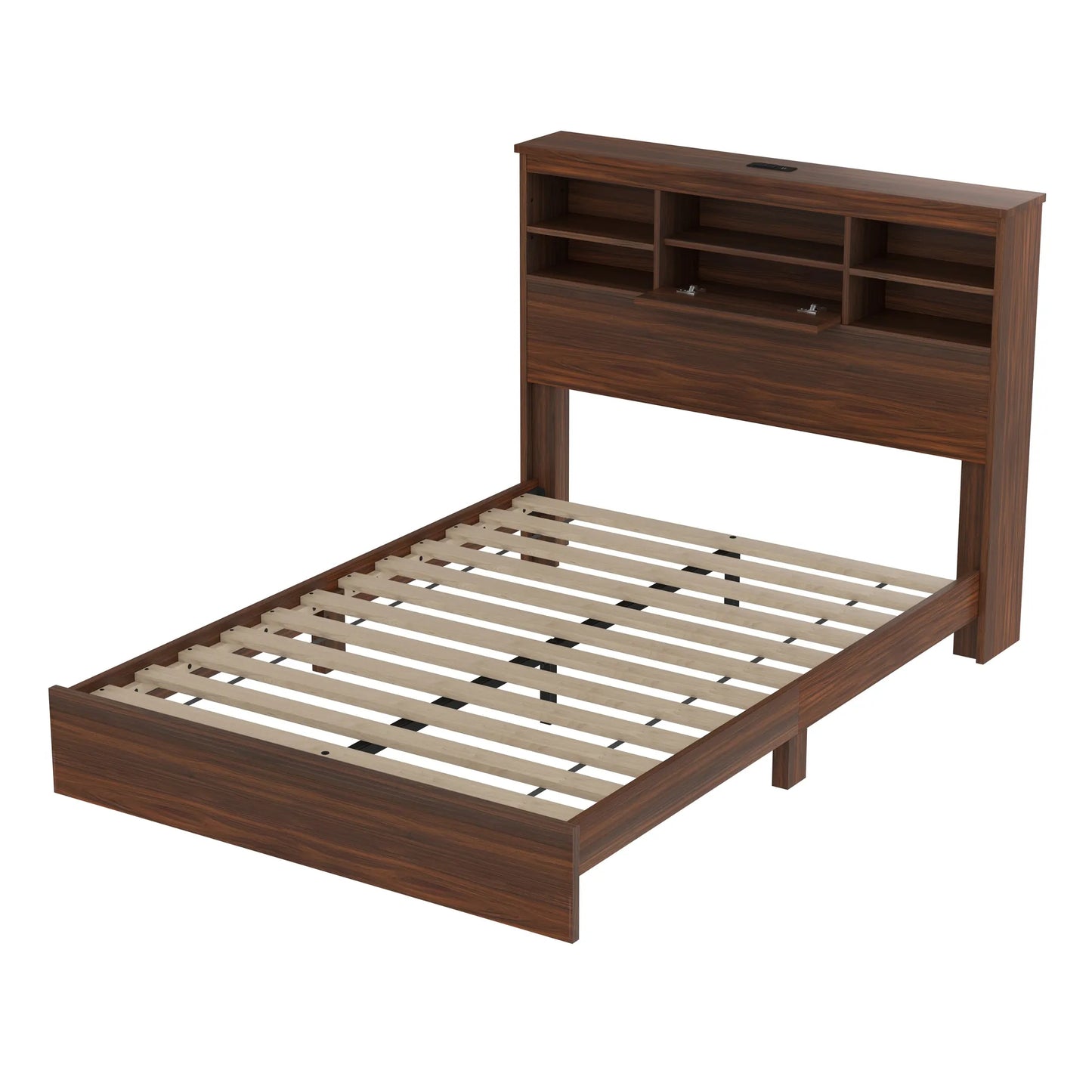 4-Piece Queen Bedroom Furniture Set with Storage Bed, Nightstands and Dresser – Walnut – view 9