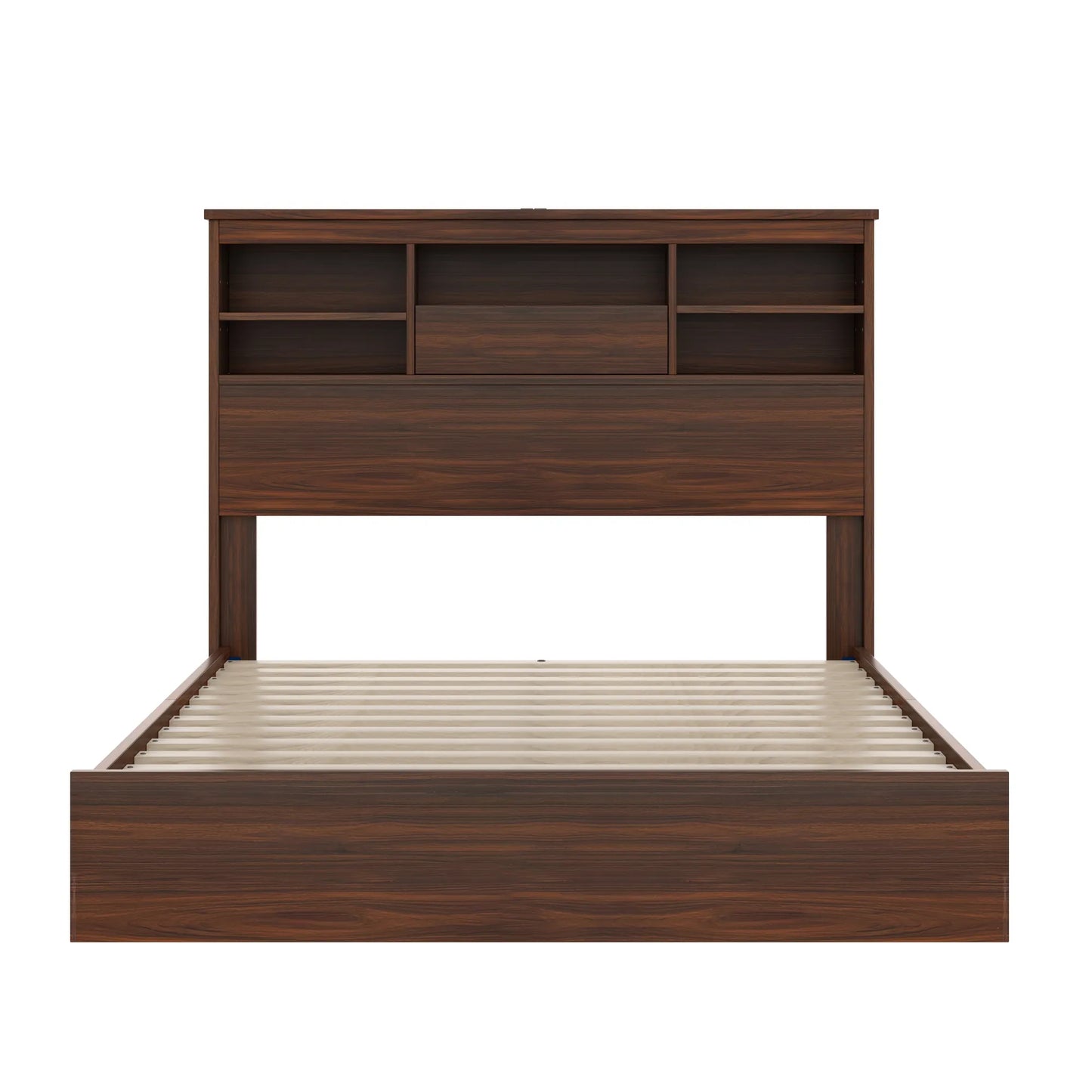 4-Piece Queen Bedroom Furniture Set with Storage Bed, Nightstands and Dresser – Walnut – view 10