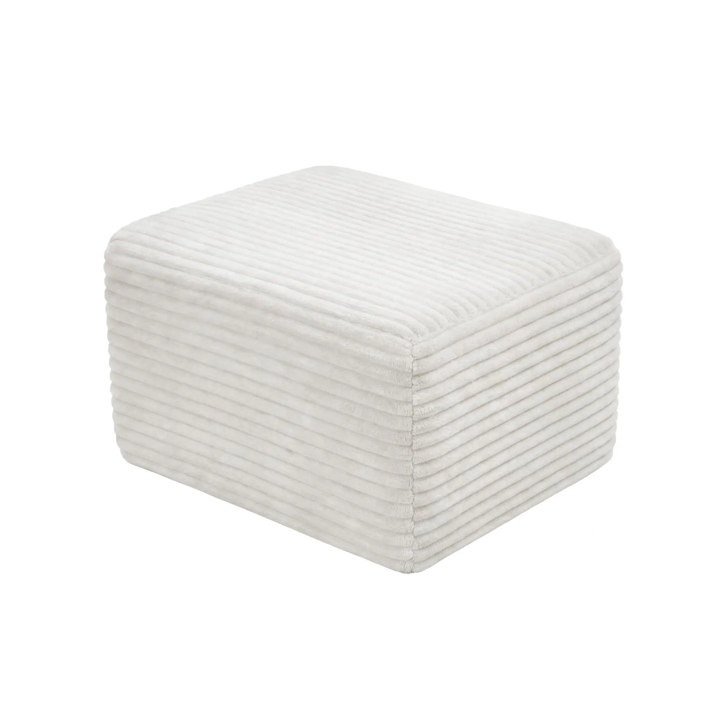27.6-Inch Corduroy Square Ottoman – White – view 2