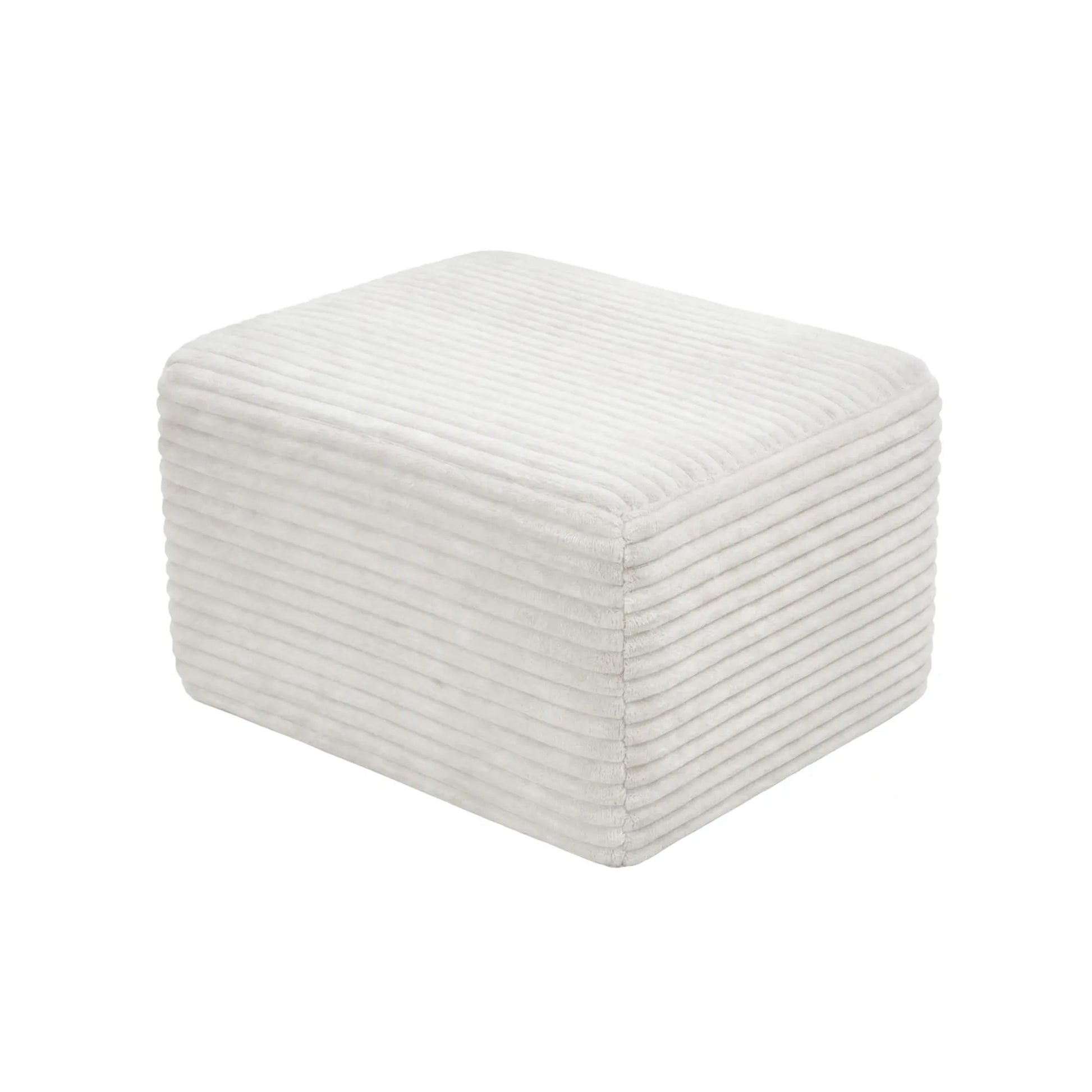 27.6-Inch Corduroy Square Ottoman – White – view 2