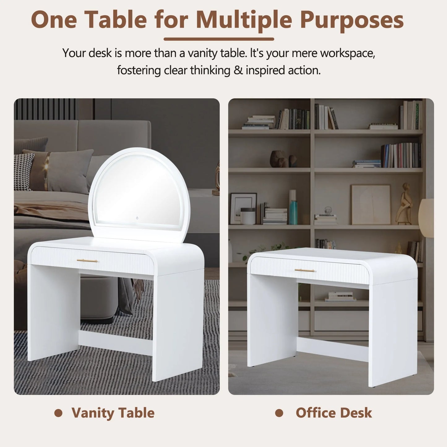 39-Inch Makeup Vanity with Touch-Screen Lighted Mirror – White – view 4