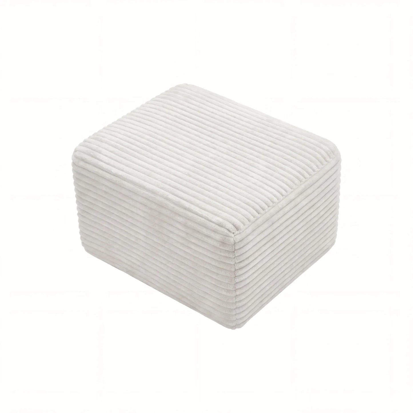27.6-Inch Corduroy Square Ottoman – White – view 4