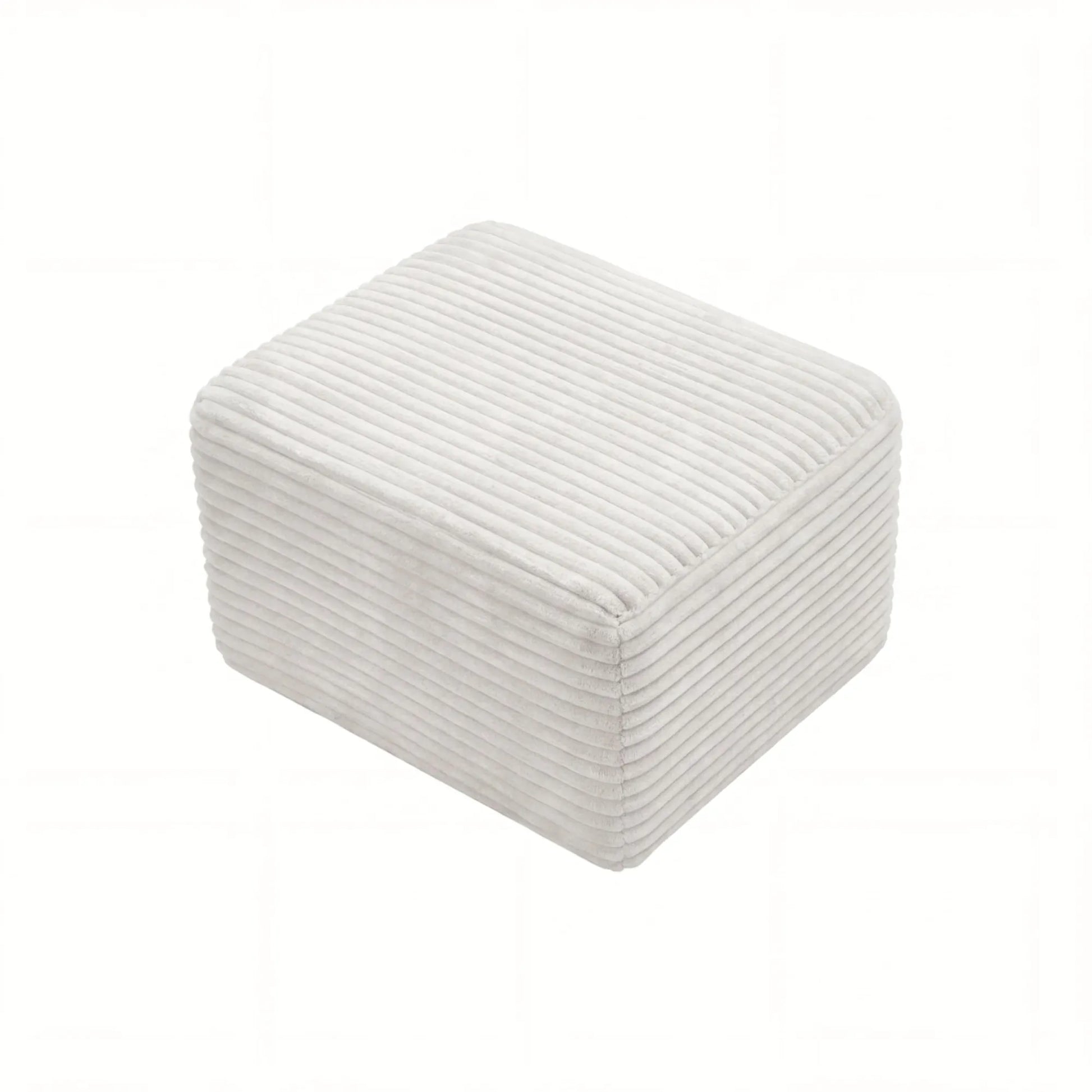 27.6-Inch Corduroy Square Ottoman – White – view 4